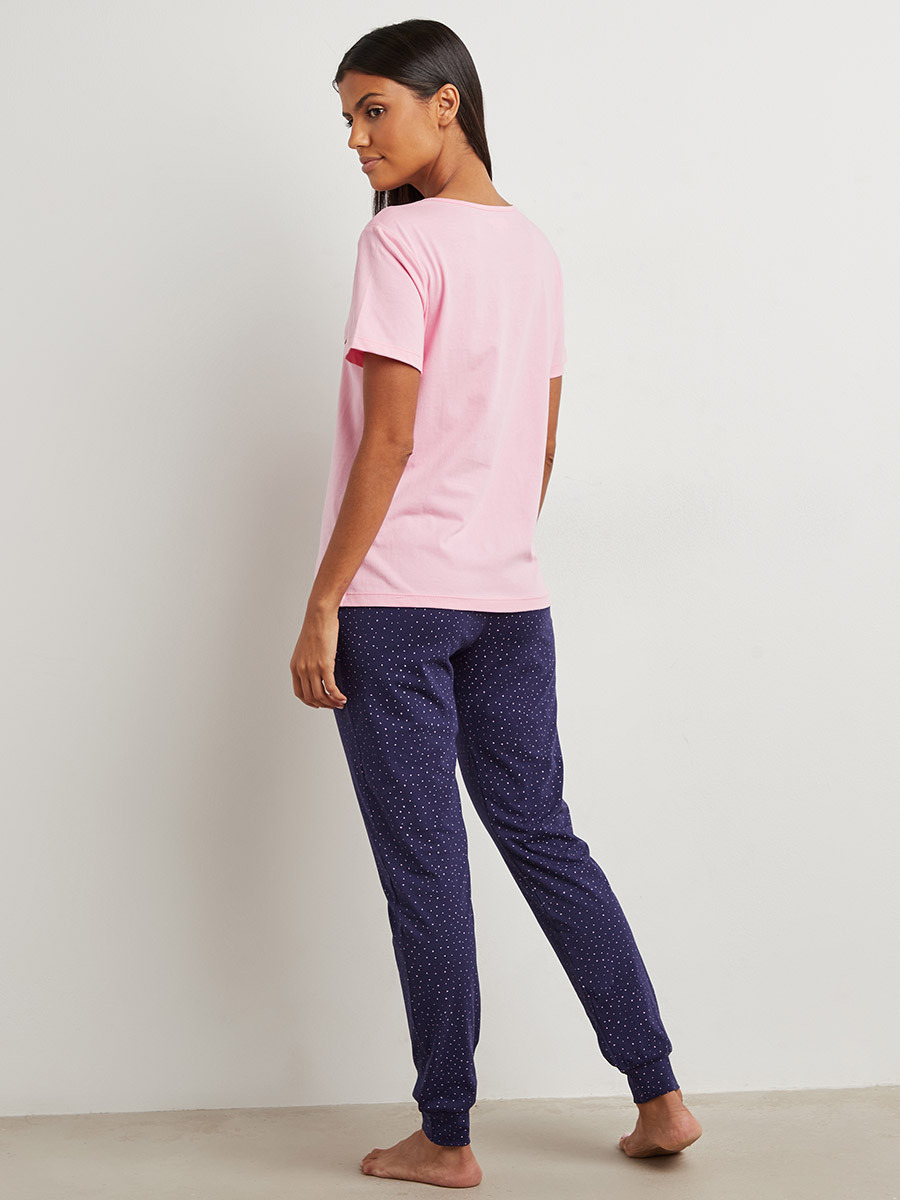 Styli Cotton California Dream Printed T-shirt and Cuff Pyjama Set-women-clothing-nightwear-pyjamas-bottoms-image-4