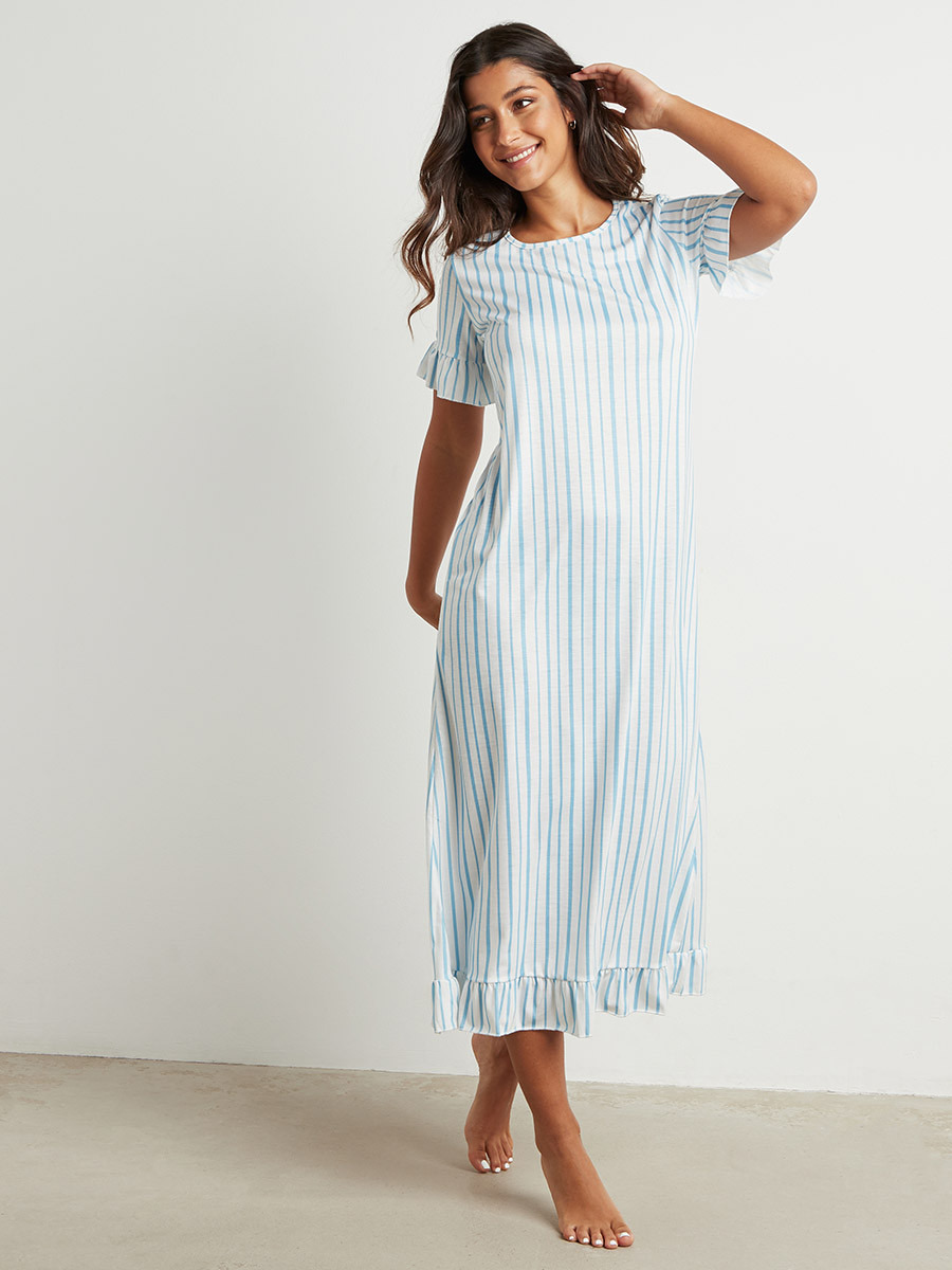 فستان نوم مطبوع بتصميم تيشيرت من ستايلي-women-clothing-nightwear-nighties-image-1