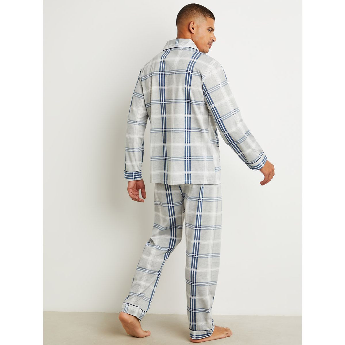 Styli Checked Button Through Shirt and Pyjama Set-men-clothing-nightwear-sets-image-2