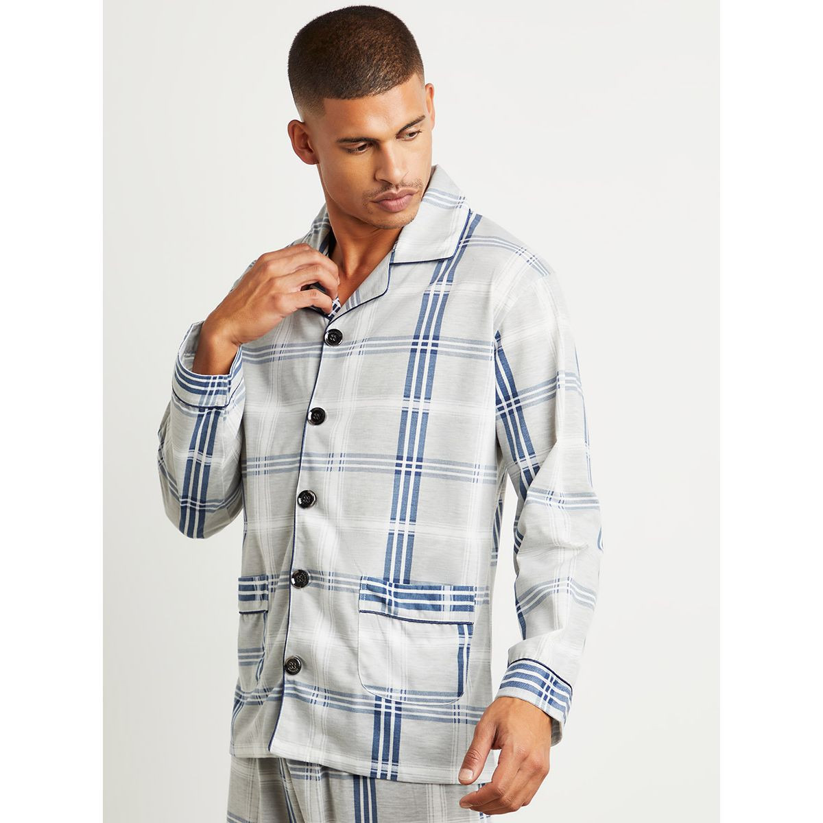 Styli Checked Button Through Shirt and Pyjama Set-men-clothing-nightwear-sets-image-3