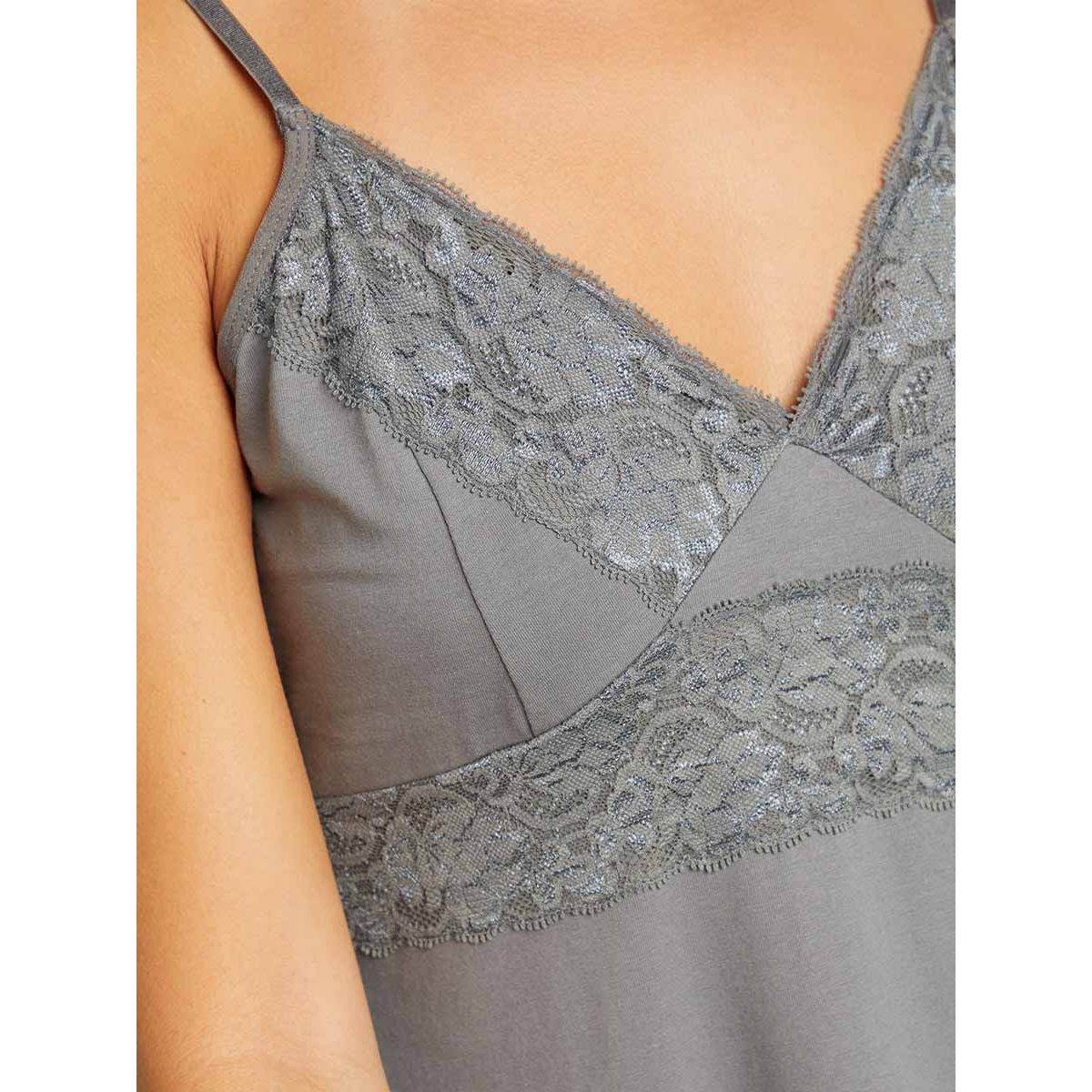 Styli Cotton Lace Insert V Neck Slip Dress-women-clothing-lingerie-camisoles-image-4