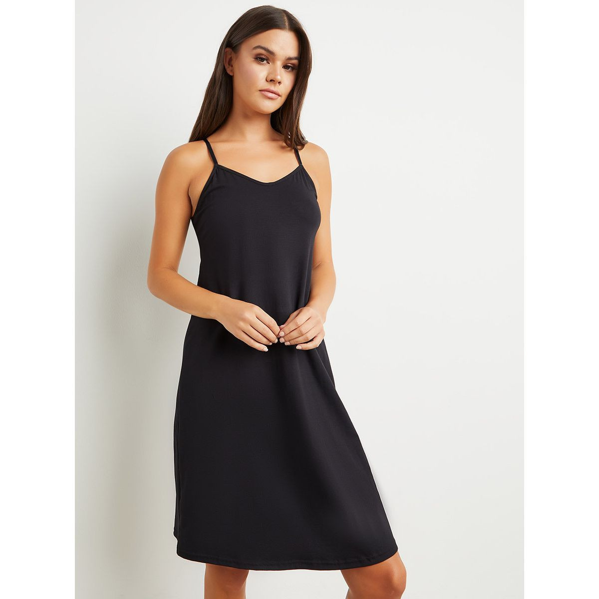 Styli Cotton Strappy Fancy Lace Back Slip Dress-women-clothing-lingerie-camisoles-image-1