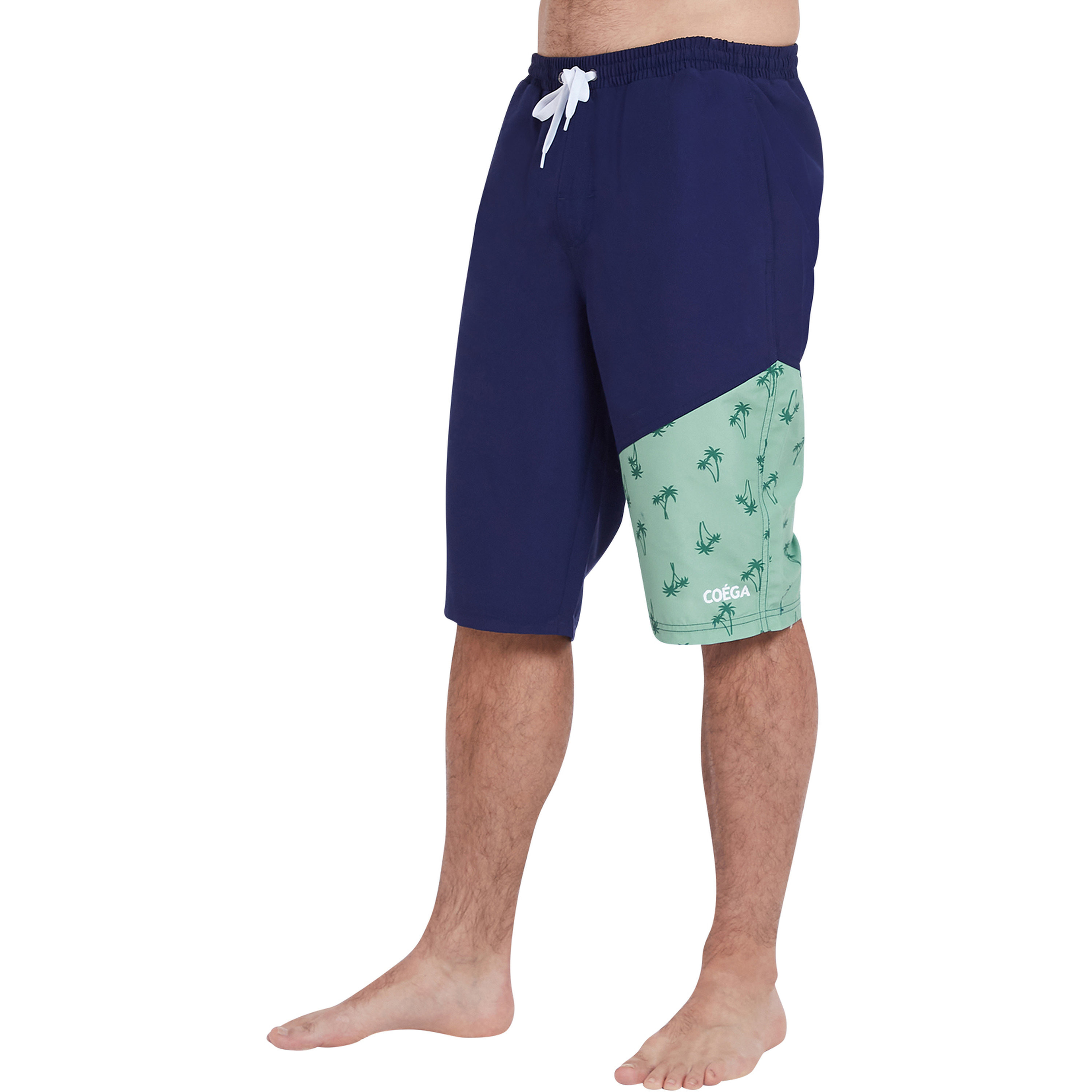Coega Mens Diagonal Elastic Waist Swim Capris - Navy Spring Palms-sports-men-clothing-swimwear-image-3