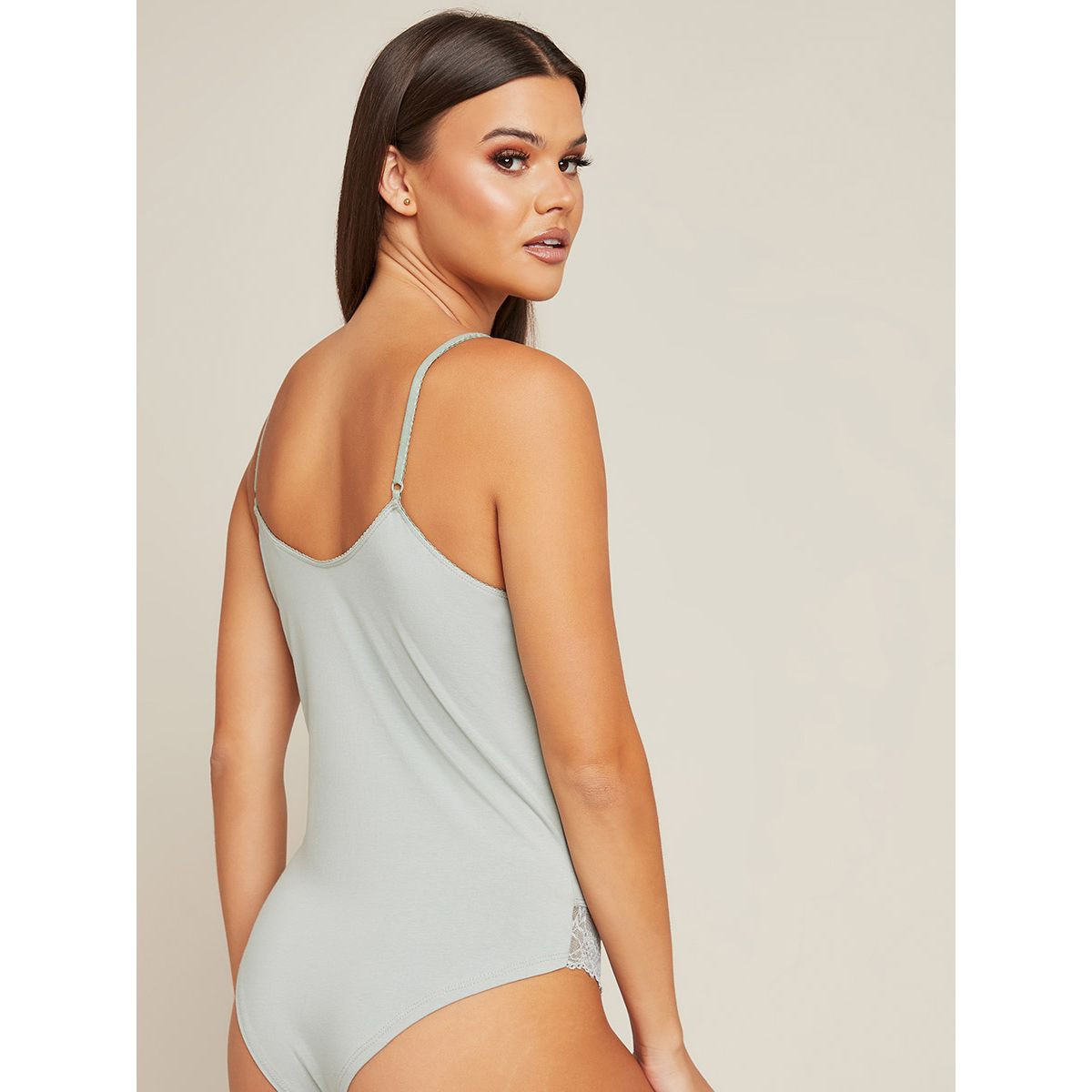 Styli Cotton Non Padded Non Wired Bodysuit with Lace Insert -women-clothing-lingerie-corsets-image-3