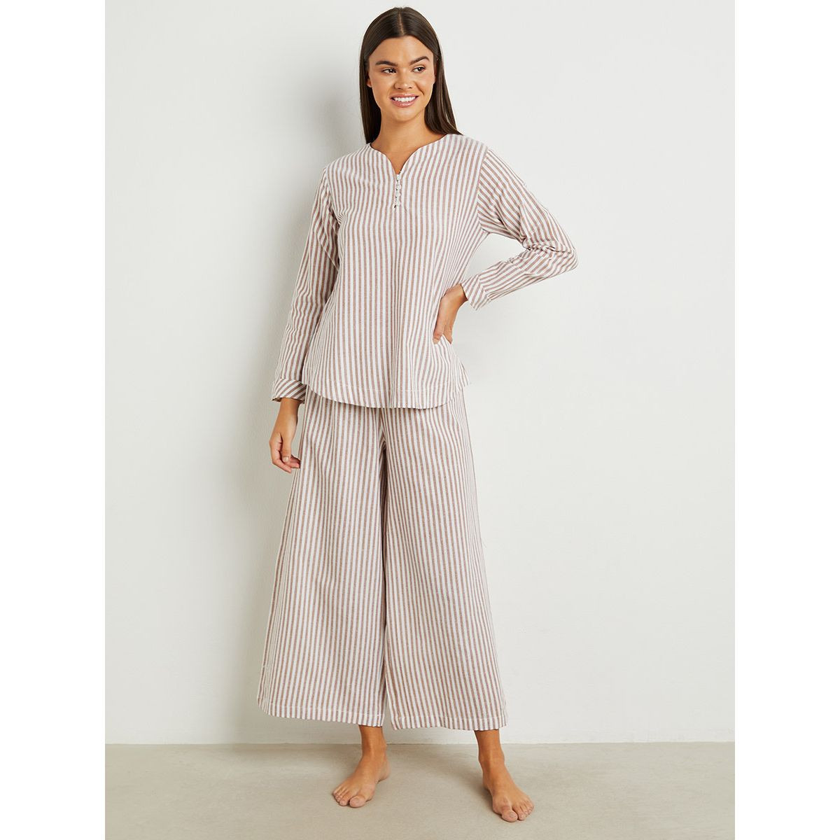 Styli Striped Button Detail Long Sleeves Top and Pyjama Set-women-clothing-nightwear-pyjamas-longsets-image-3