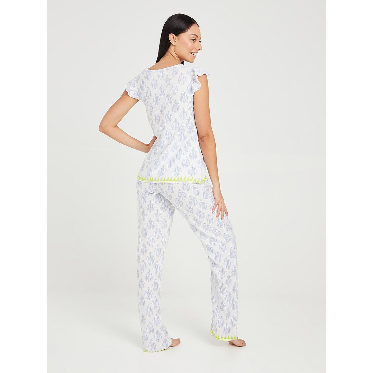 Styli All Over Print Tassel Detail T-shirt and Pyjama Set-women-clothing-nightwear-pyjamas-longsets-image-4