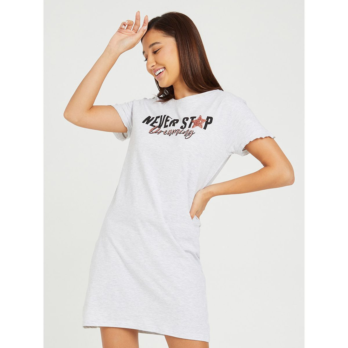 فستان قصير باكمام قصيرة من ستايلي-women-clothing-nightwear-nighties-image-2
