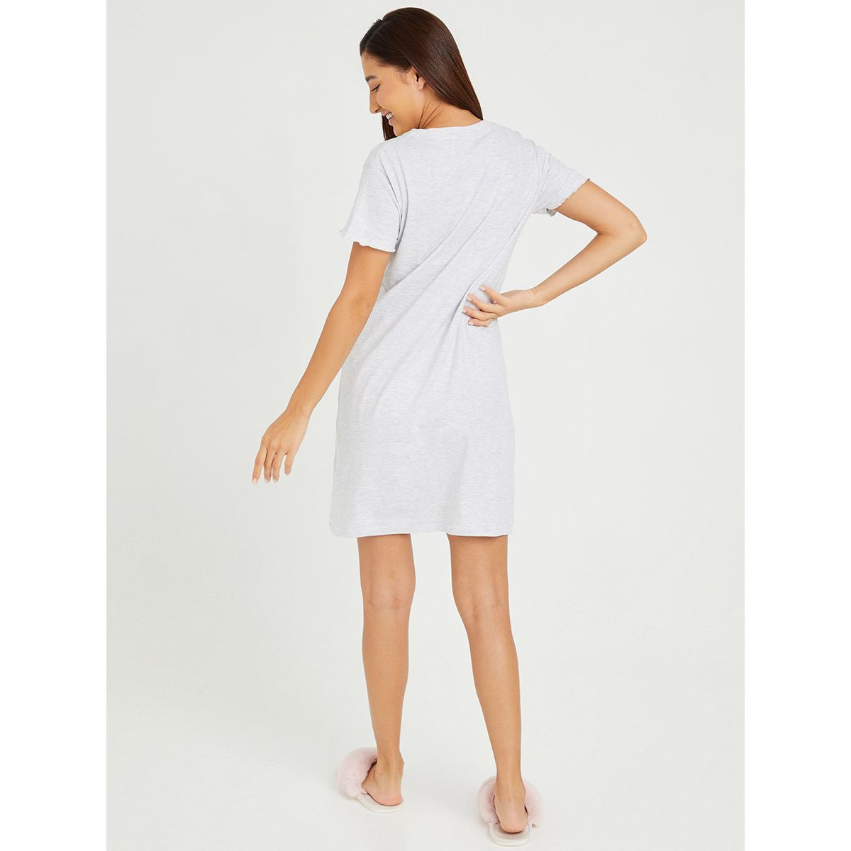 فستان قصير باكمام قصيرة من ستايلي-women-clothing-nightwear-nighties-image-4