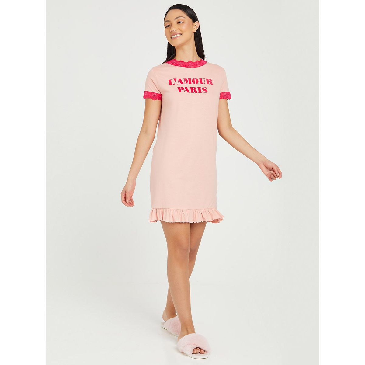فستان مطبع بشعار من ستايلي-women-clothing-nightwear-nighties-image-1