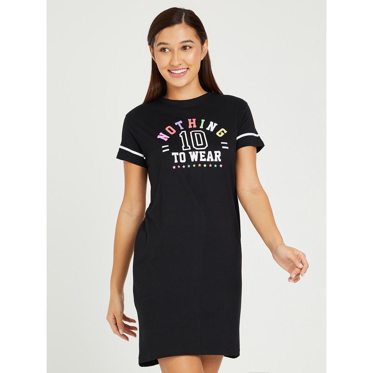 فستان مطبع بشعار من ستايلي-women-clothing-nightwear-nighties-image-1