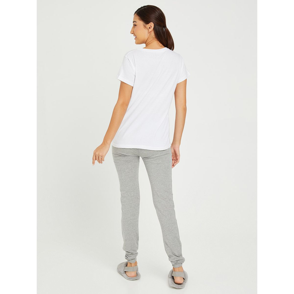 Styli Cotton Sundial Graphic Print T-shirt and Solid Cuffed Pyjama Set-women-clothing-nightwear-pyjamas-longsets-image-5