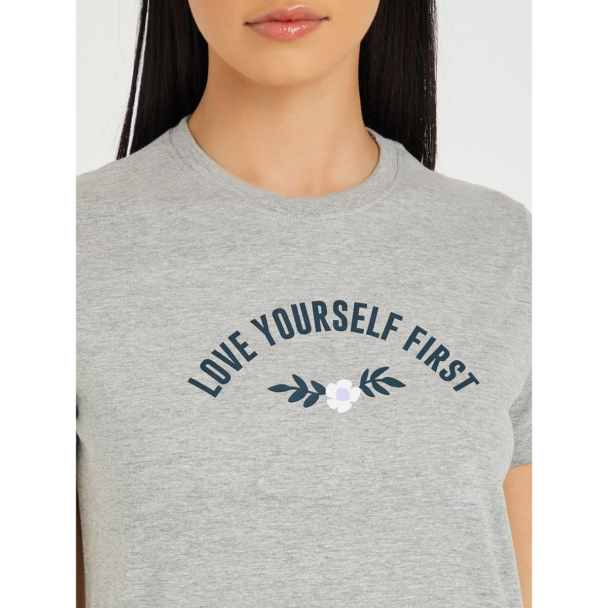 Styli Cotton Love Yourself Slogan Print T-shirt and Ditsy Floral Pyjama Set-women-clothing-nightwear-pyjamas-longsets-image-3