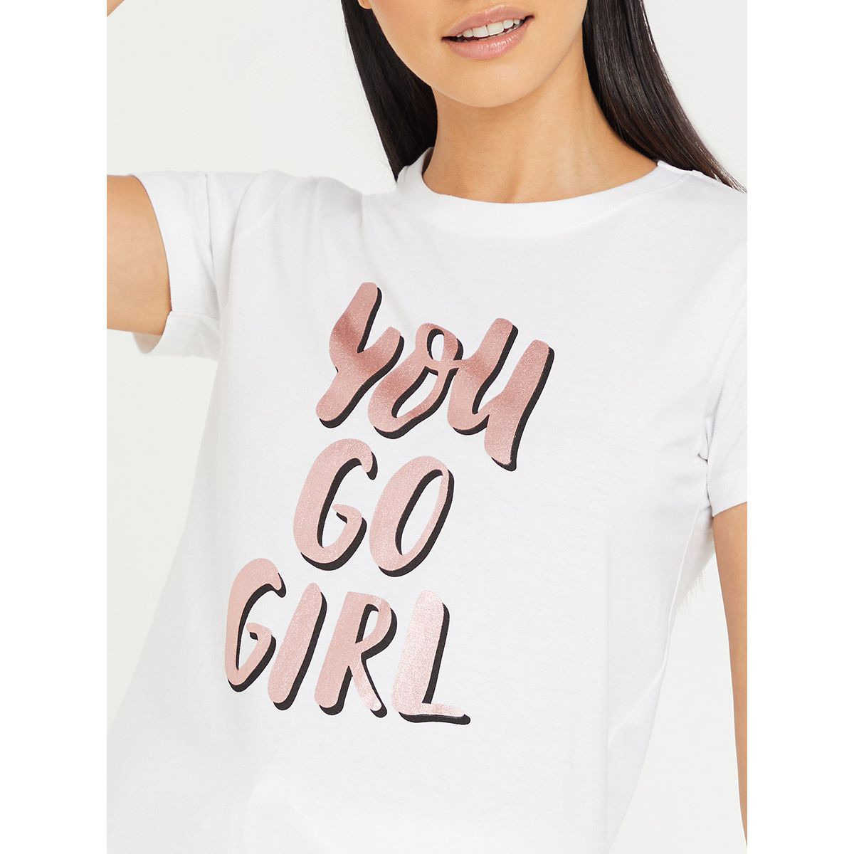 Styli Cotton You Go Girl Foil Print T-shirt and Ruffle Short Set-women-clothing-nightwear-pyjamas-longsets-image-3