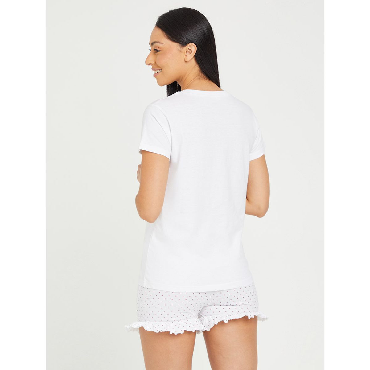 Styli Cotton You Go Girl Foil Print T-shirt and Ruffle Short Set-women-clothing-nightwear-pyjamas-longsets-image-5