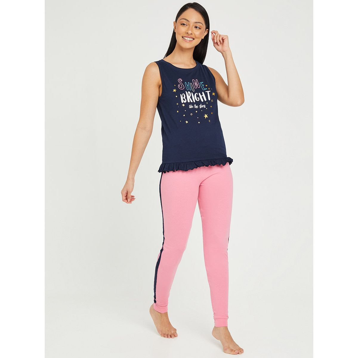 طقم بيجاما من ( بلوزة بلا اكمام + بنطال ) من ستايلي-women-clothing-nightwear-pyjamas-longsets-image-1