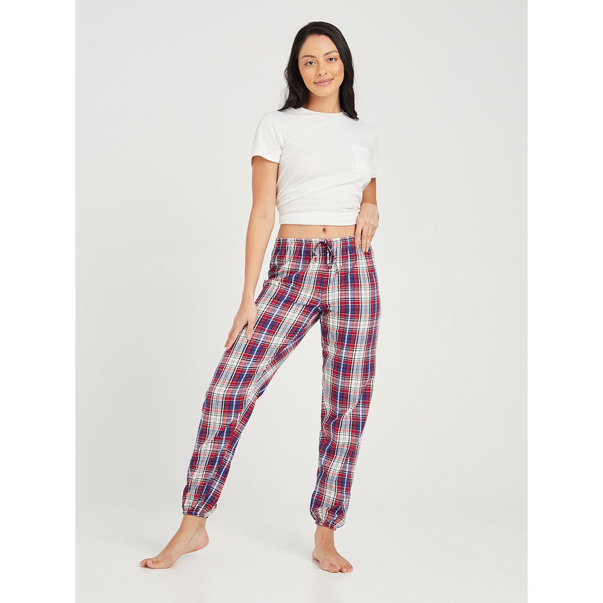 بنطال بيجاما مطبع بمربعات من ستايلي-women-clothing-nightwear-pyjamas-bottoms-image-2