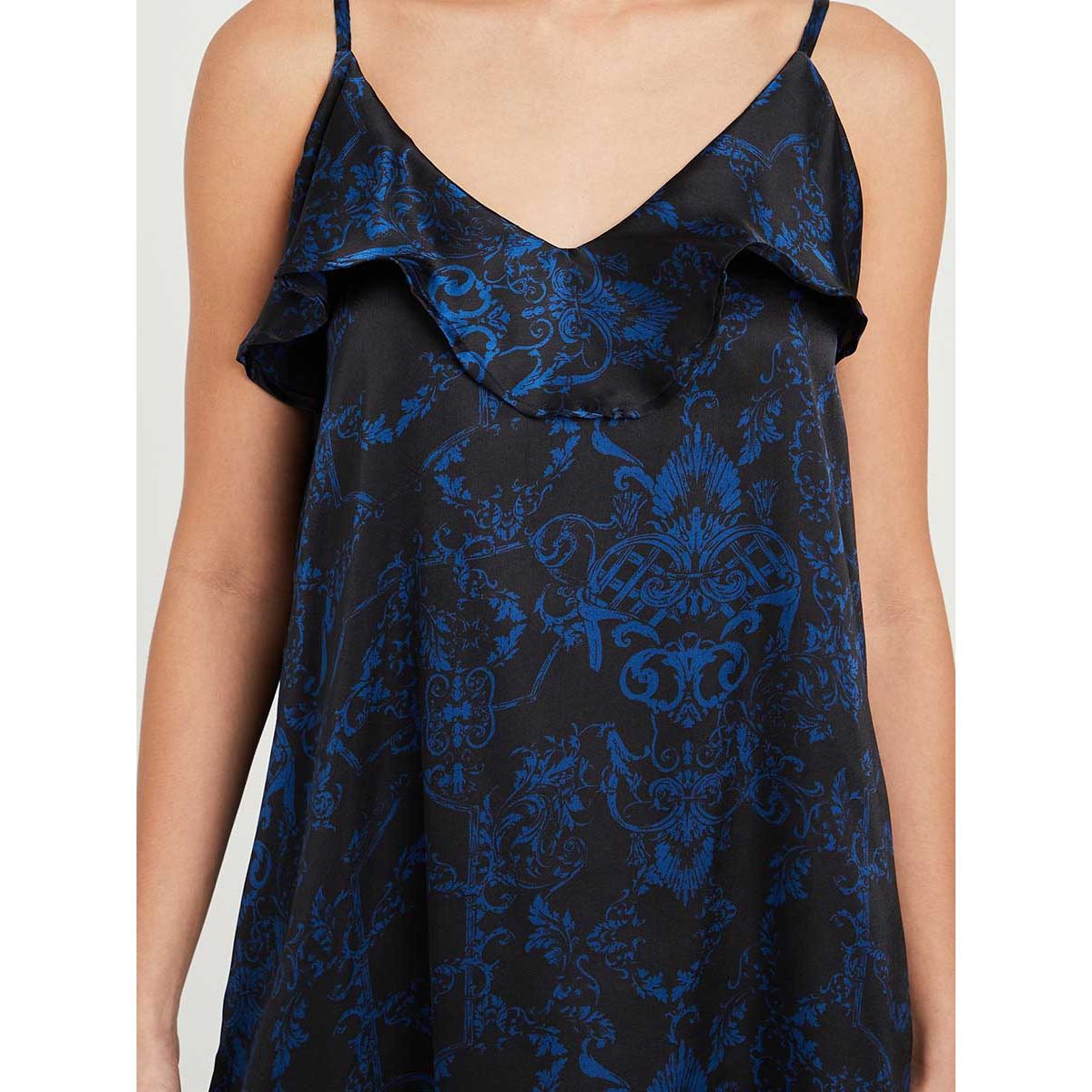 Styli Ruffle Neck Detail Printed Satin Slip Dress-women-clothing-nightwear-nighties-image-3