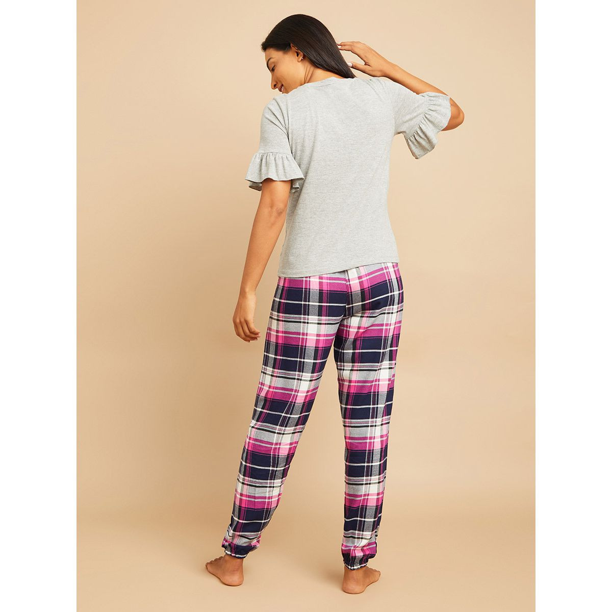 طقم بيجاما من ( تيشيرت باكمام كشكش + بنطال ) من ستايلي-women-clothing-nightwear-pyjamas-longsets-image-5