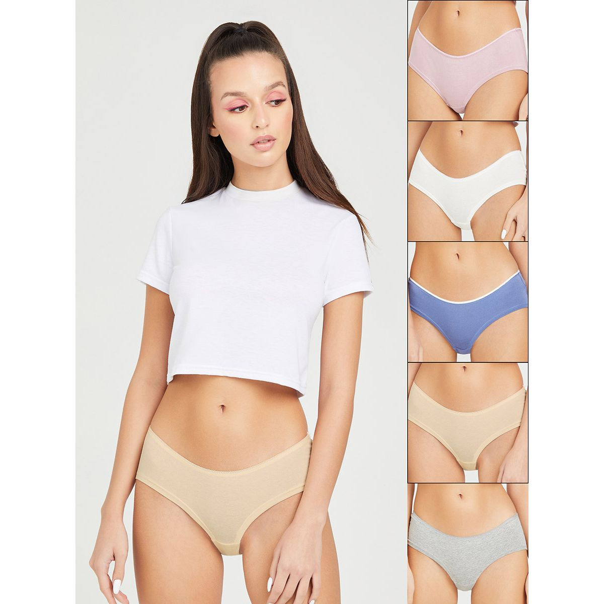 Styli Pack of 5 - Cotton Assorted Solid Short-women-clothing-lingerie-panties-image-1
