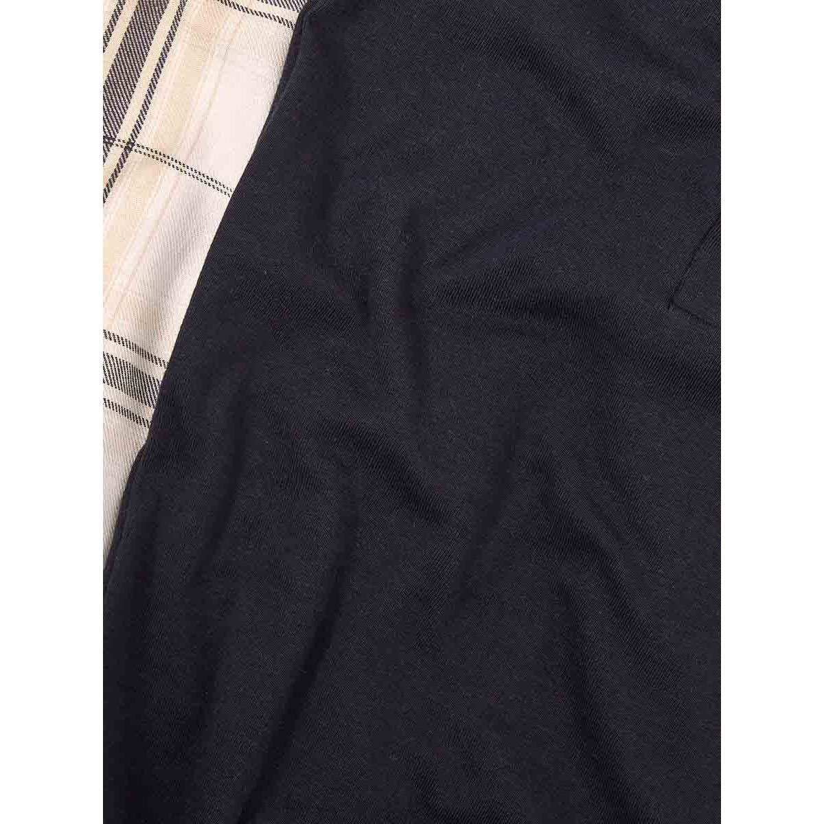 Styli Solid Placket T-shirt and Checked Straight Leg Pyjama Set-women-clothing-nightwear-pyjamas-longsets-image-1