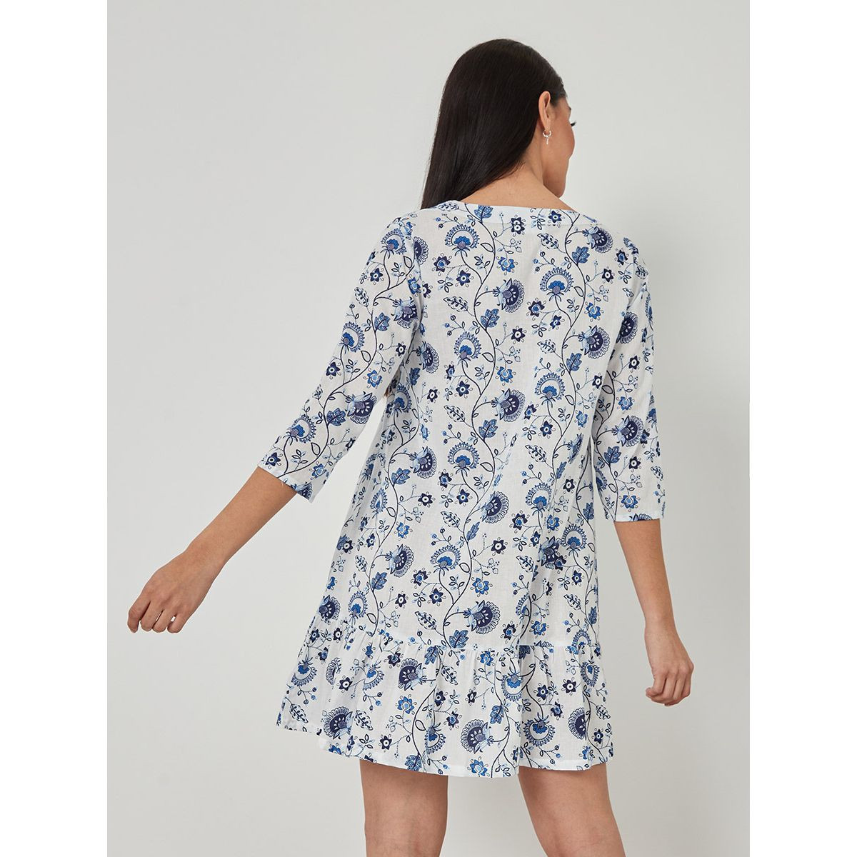 Styli Cotton Santorini Floral Print Nightdress-women-clothing-nightwear-nighties-image-5