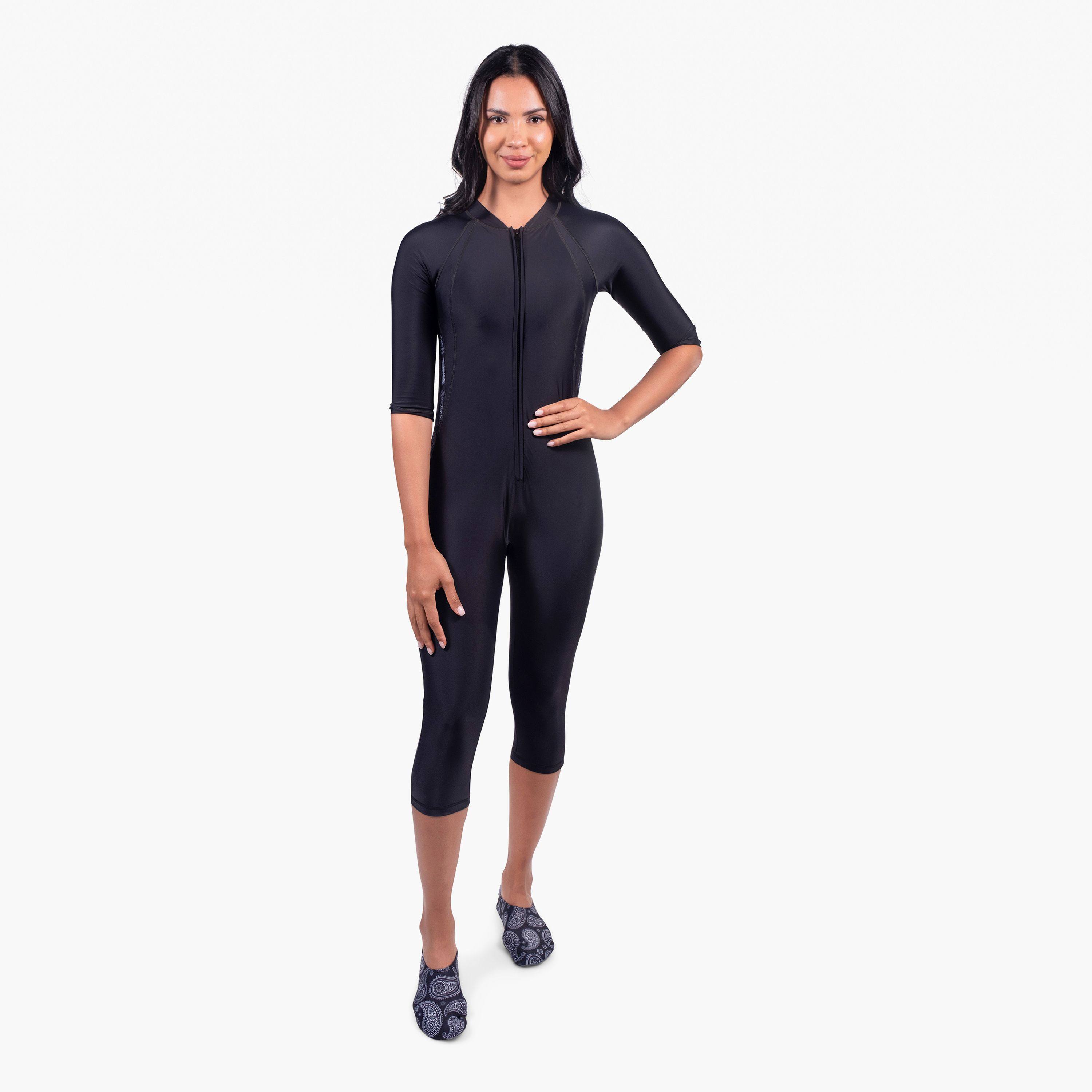 COEGA Women's 3/4 Length Slim-Kini, Nero Paisley-sports-women-clothing-swimwear-image-1