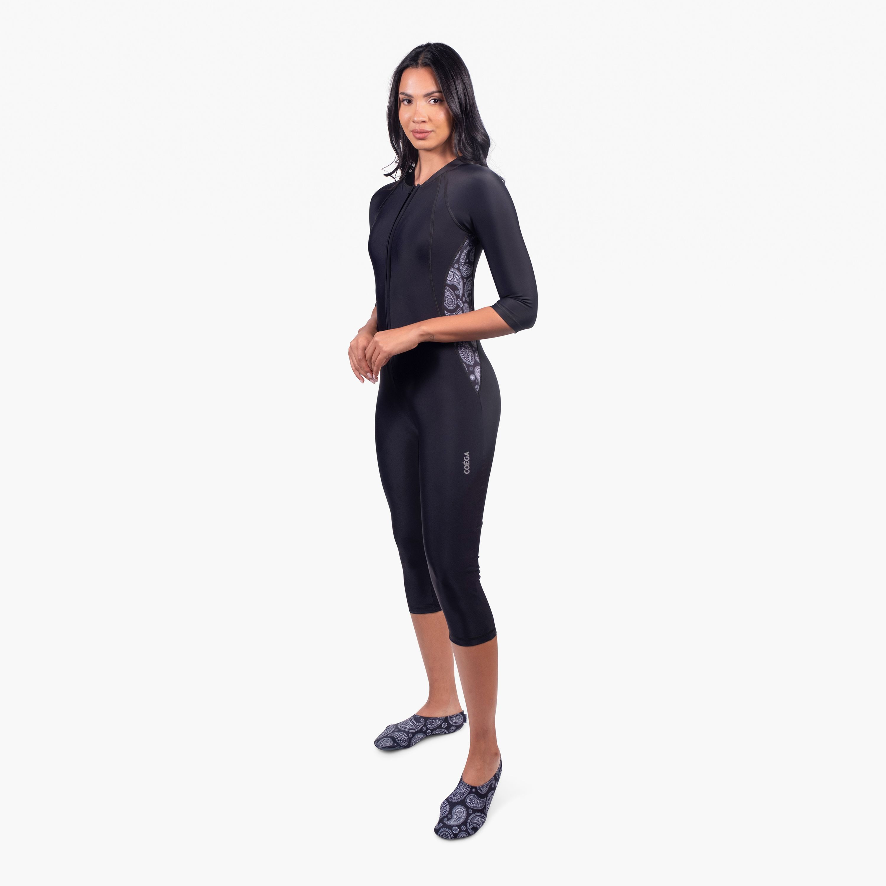 COEGA Women's 3/4 Length Slim-Kini, Nero Paisley-sports-women-clothing-swimwear-image-2