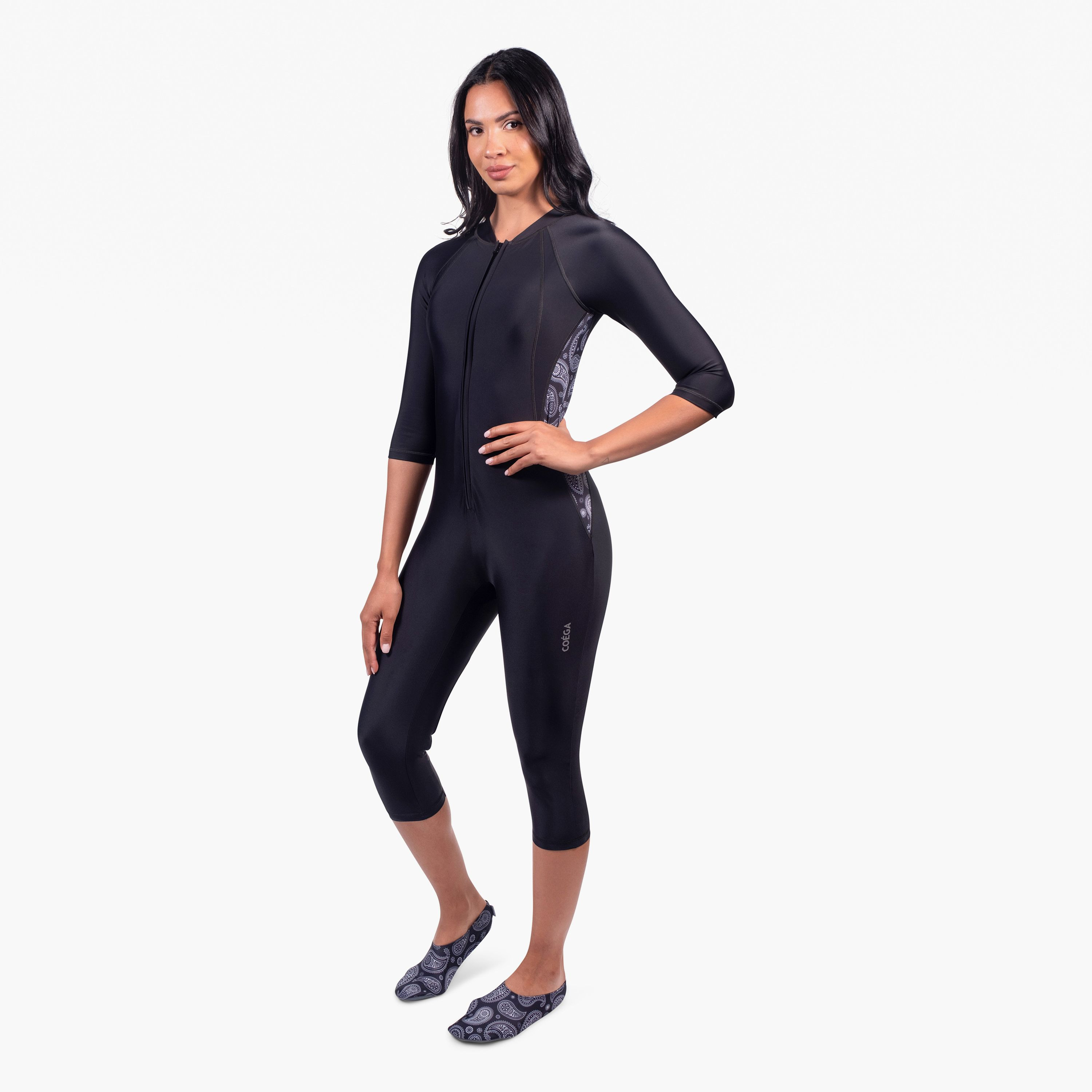 COEGA Women's 3/4 Length Slim-Kini, Nero Paisley-sports-women-clothing-swimwear-image-3