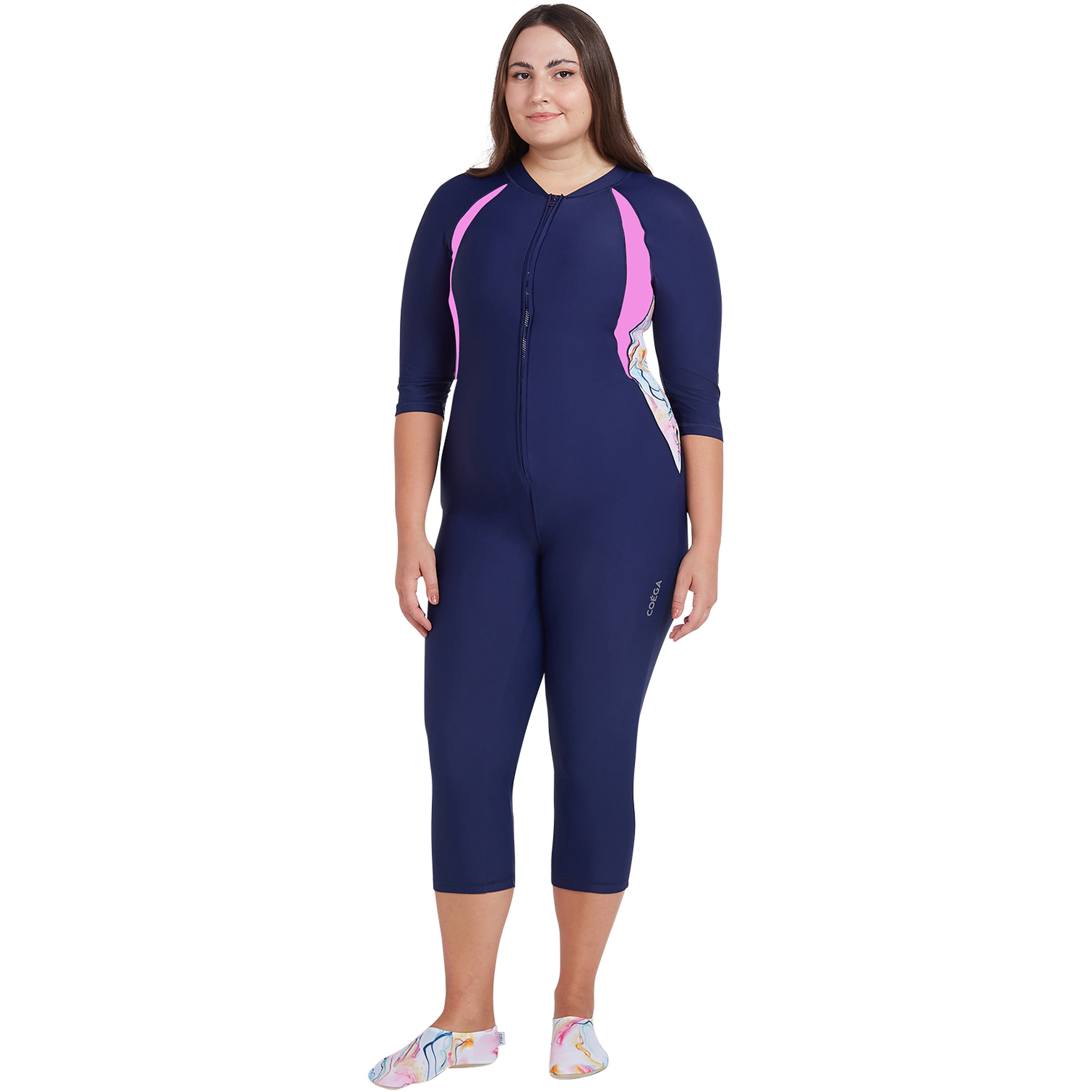 Coega Women's Slim-Kini 3/4 AOP Bottom - Blue Pink Marble-sports-women-clothing-swimwear-image-4