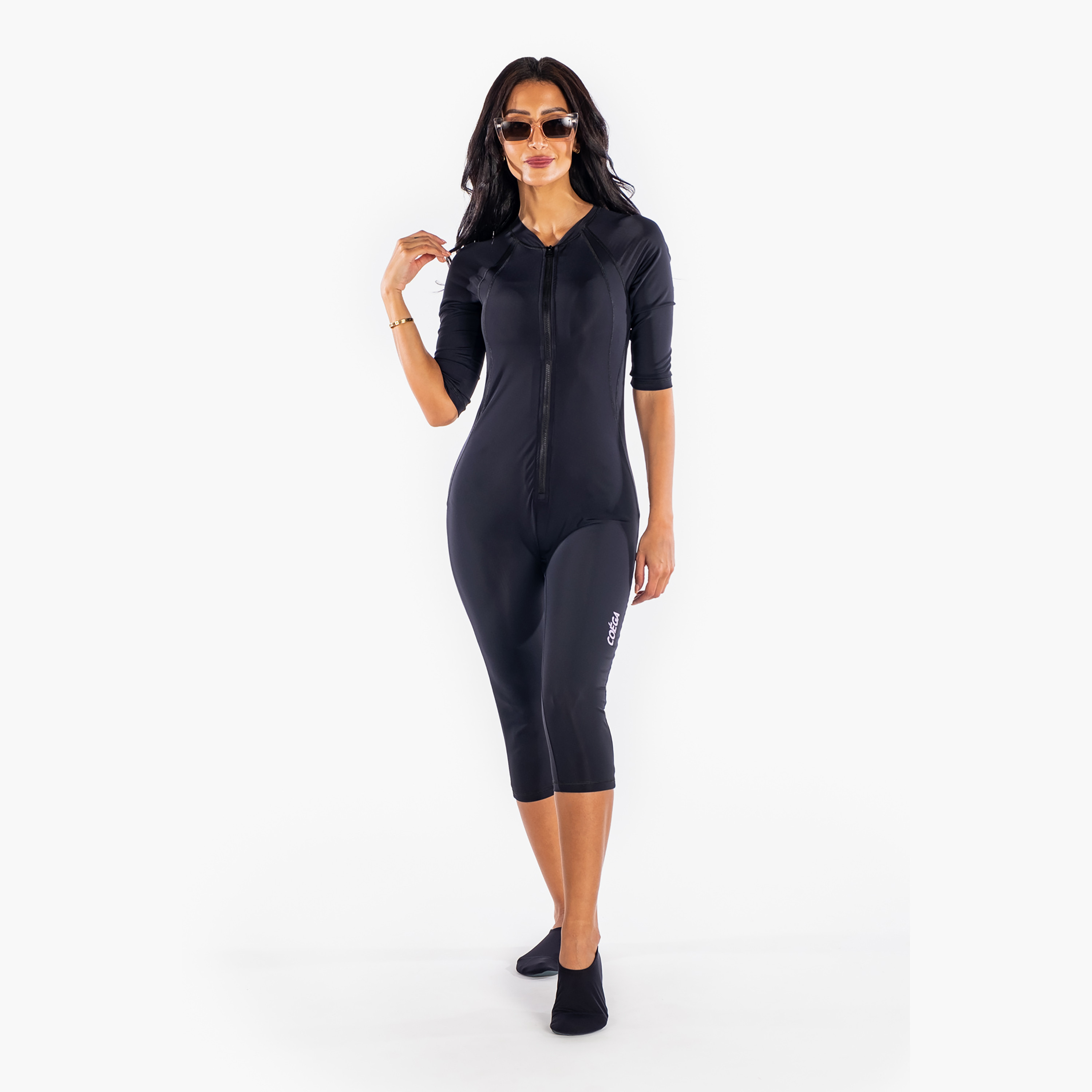  سليم كيني مع 3/4 طول من كويغا للنساء بلون أسود-women-clothing-swimandbeach-swimsuits-image-1