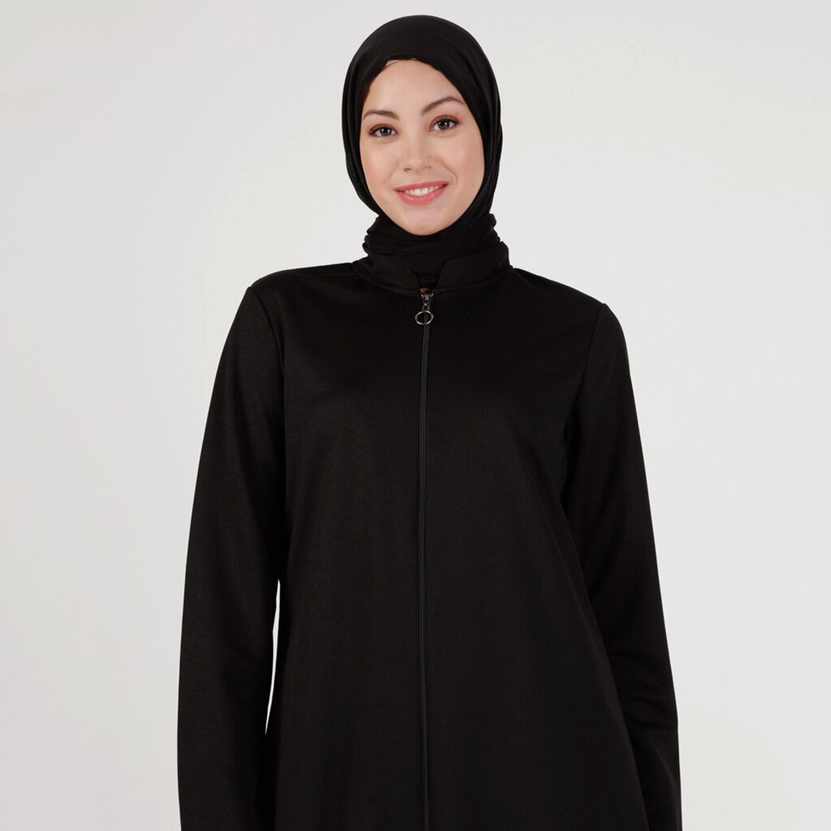 Women Solid Front Zipper Abaya Miss Cazibe By Modanisa-women-arabicclothing-abayas-image-4