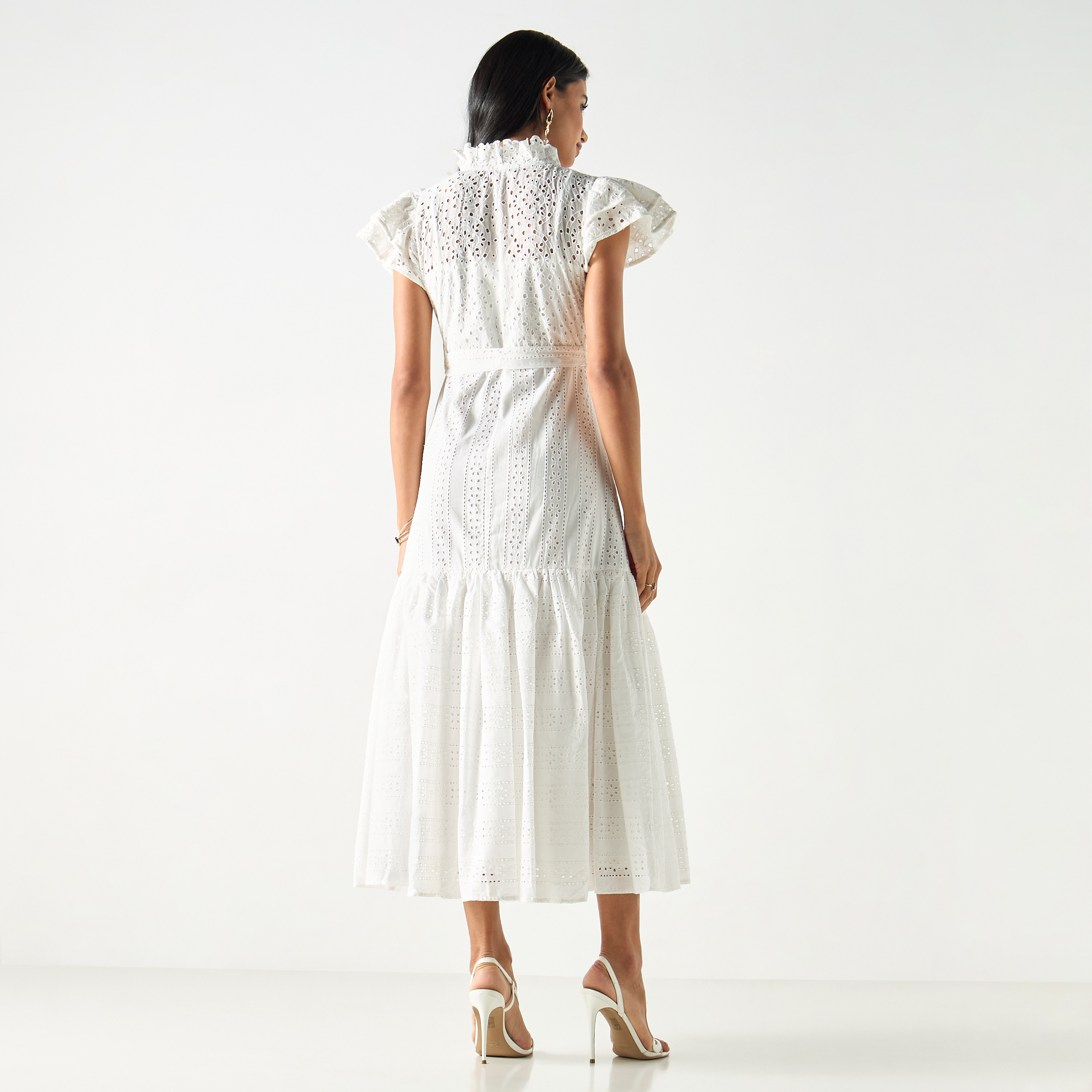 فستان شيفلي بارز الملمس بكشكش ورباط-women-clothing-dresses-image-3