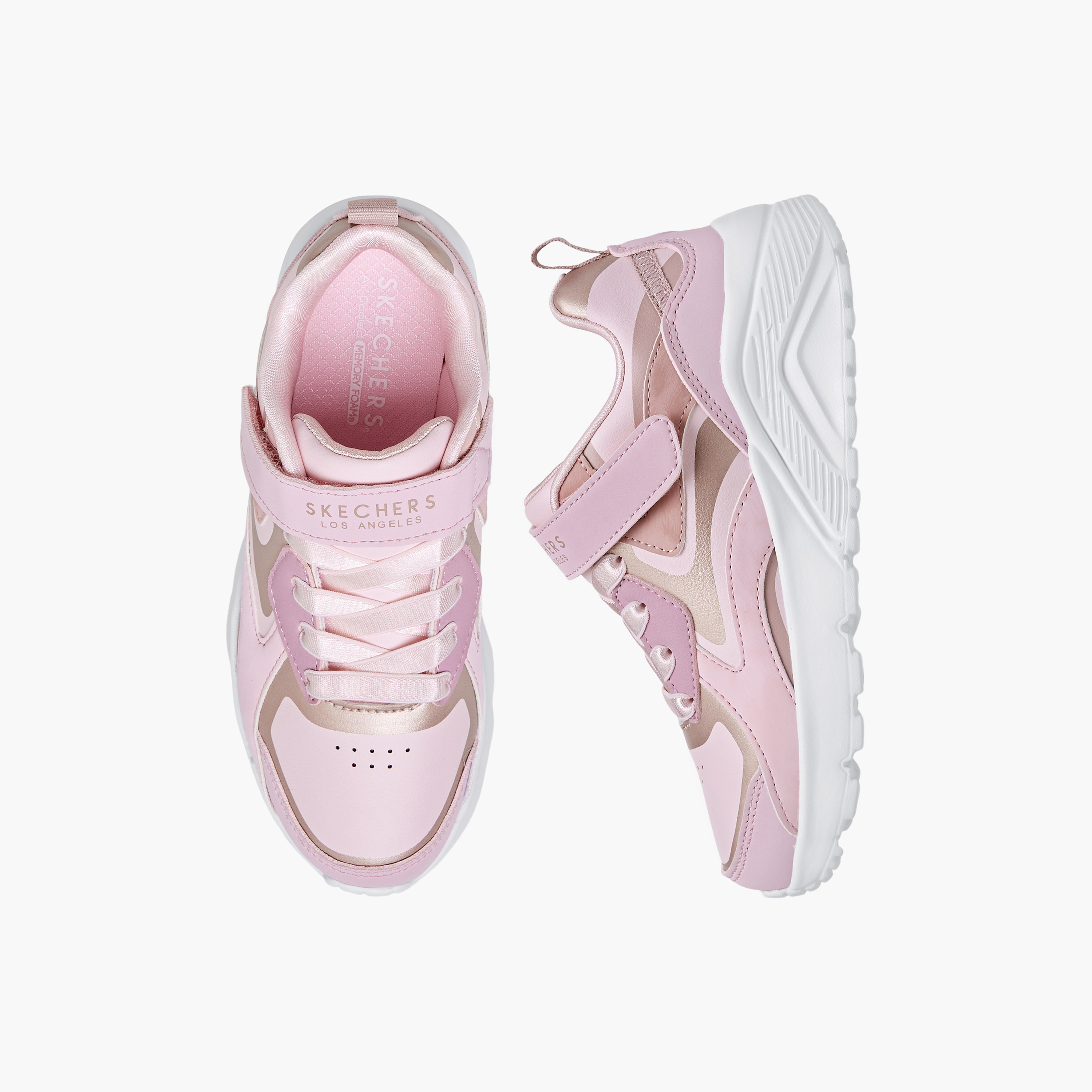 Skechers Girls' Panelled Sneakers with Hook and Loop Closure - Uno Lite 310380L-girls-shoes-sneakers-image-1