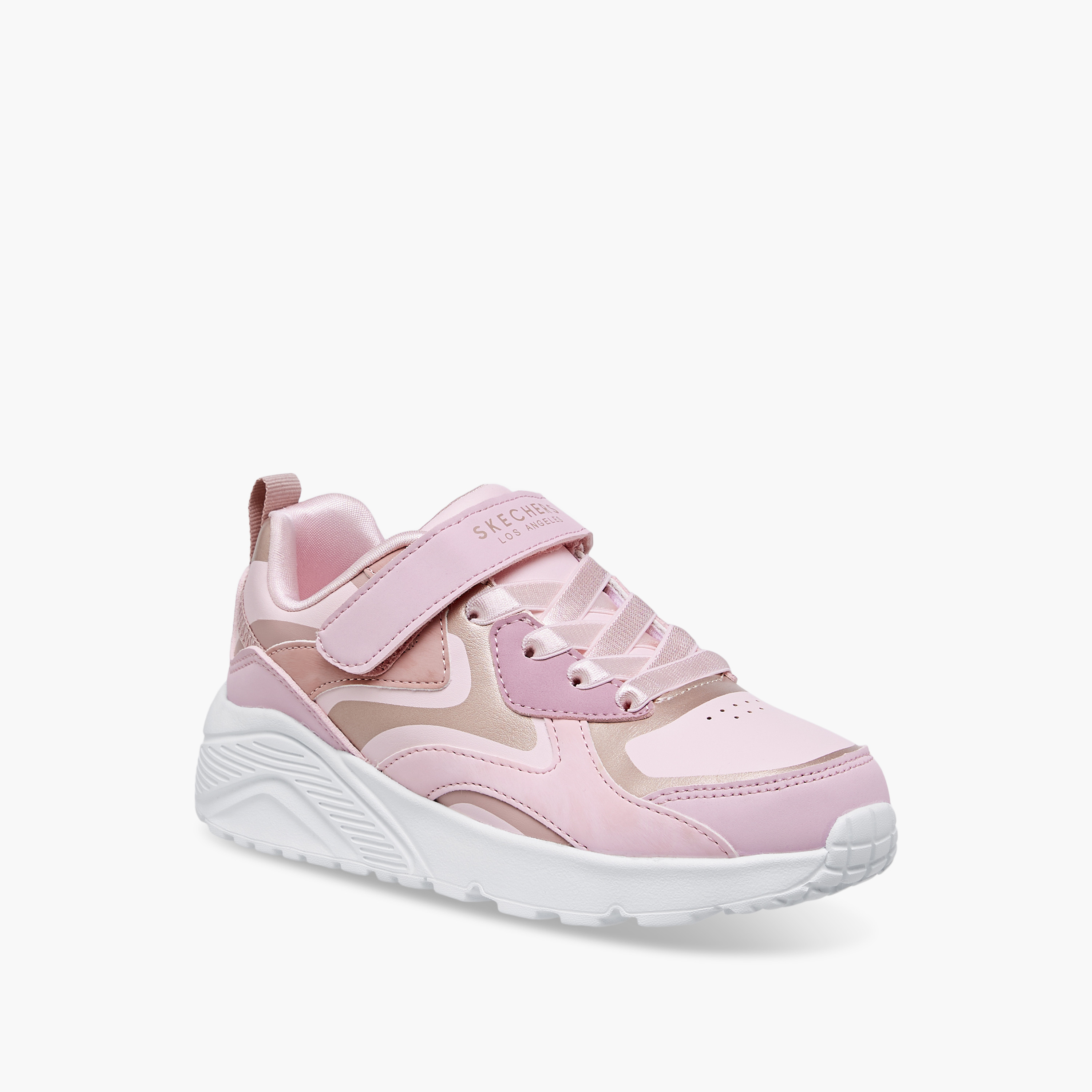 Skechers Girls' Panelled Sneakers with Hook and Loop Closure - Uno Lite 310380L-girls-shoes-sneakers-image-2