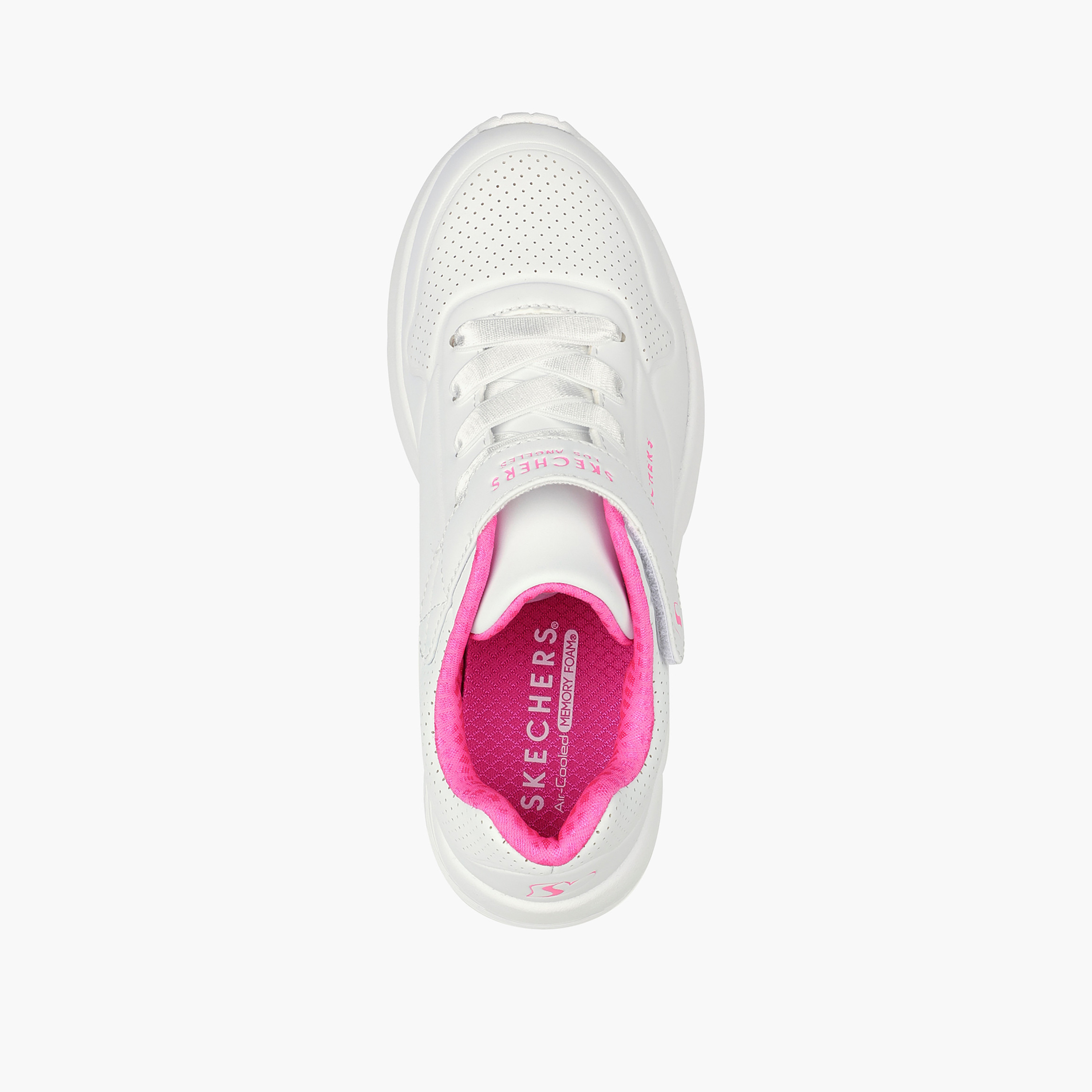 حذاء سكيتشرز بلون أبیض للأطفال مع شعار دائري من فيلكرو مع مبردة بالهواء-girls-shoes-sneakers-image-2