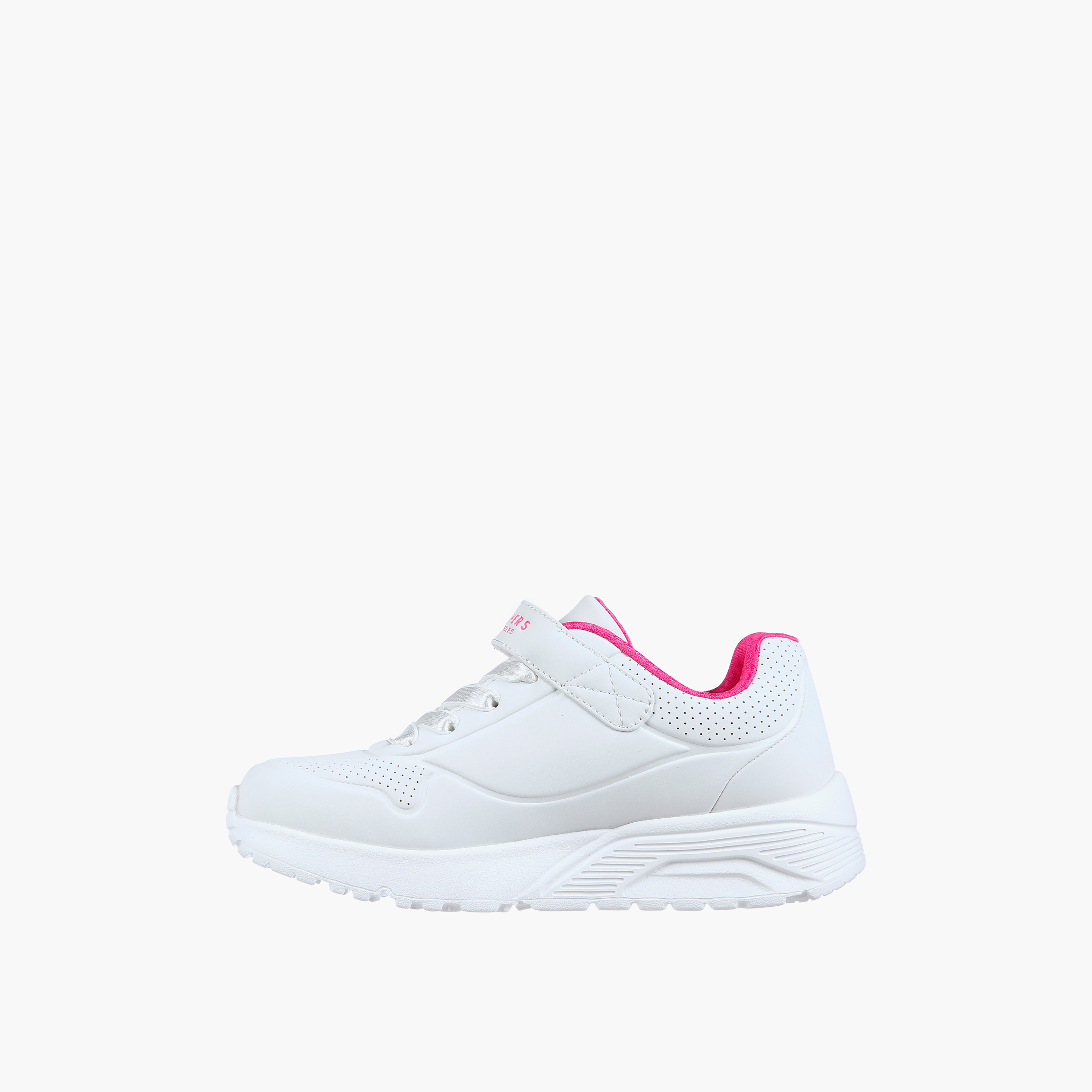 حذاء سكيتشرز بلون أبیض للأطفال مع شعار دائري من فيلكرو مع مبردة بالهواء-girls-shoes-sneakers-image-4
