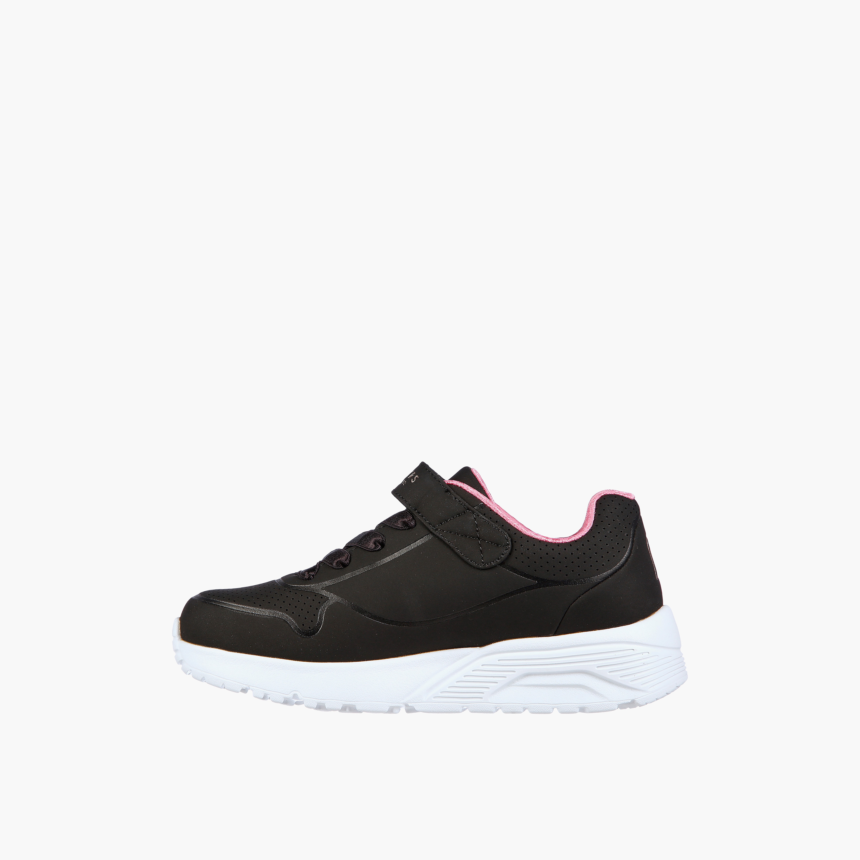 حذاء سكيتشرز بلون أسود للأطفال مع شعار دائري من فيلكرو مع مبردة بالهواء-girls-shoes-sneakers-image-4