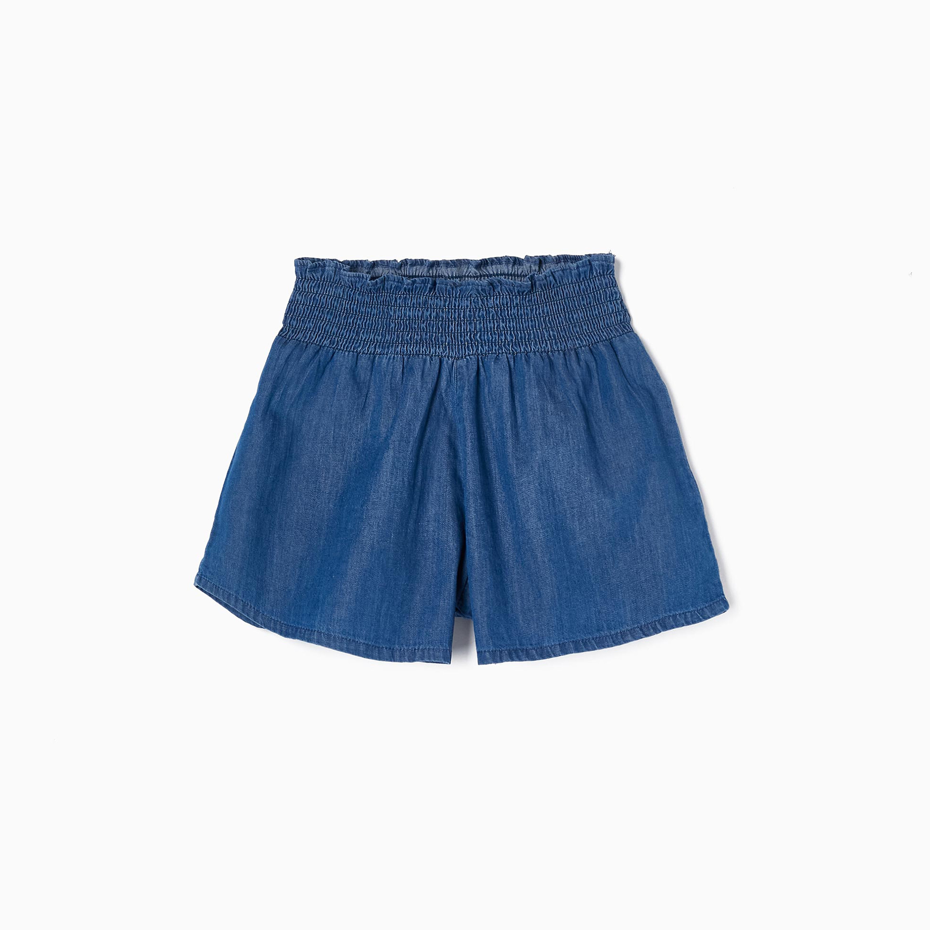 Zippy Solid Elasticated Denim Shorts-girls-clothing-bottoms-shorts-image-1