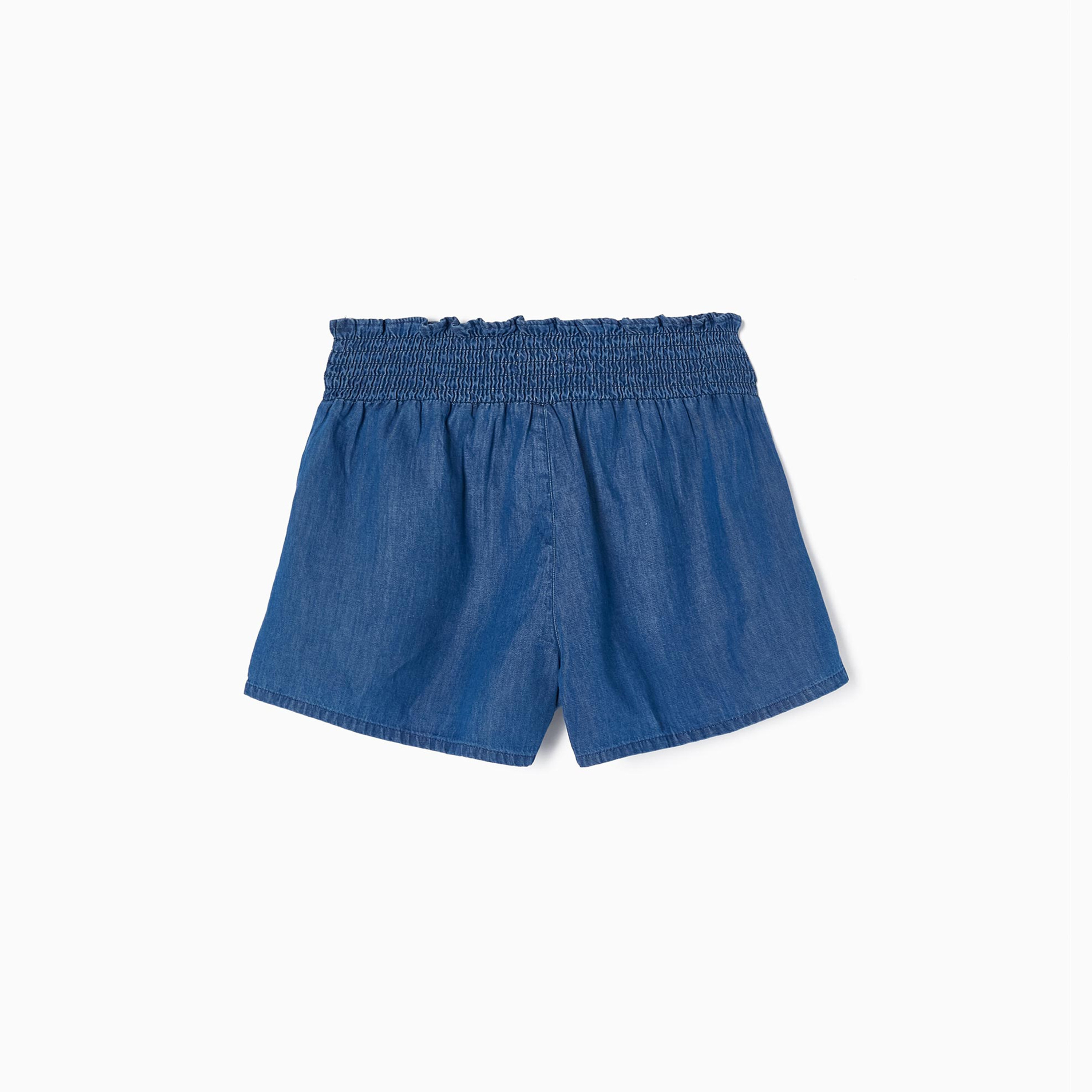 Zippy Solid Elasticated Denim Shorts-girls-clothing-bottoms-shorts-image-2