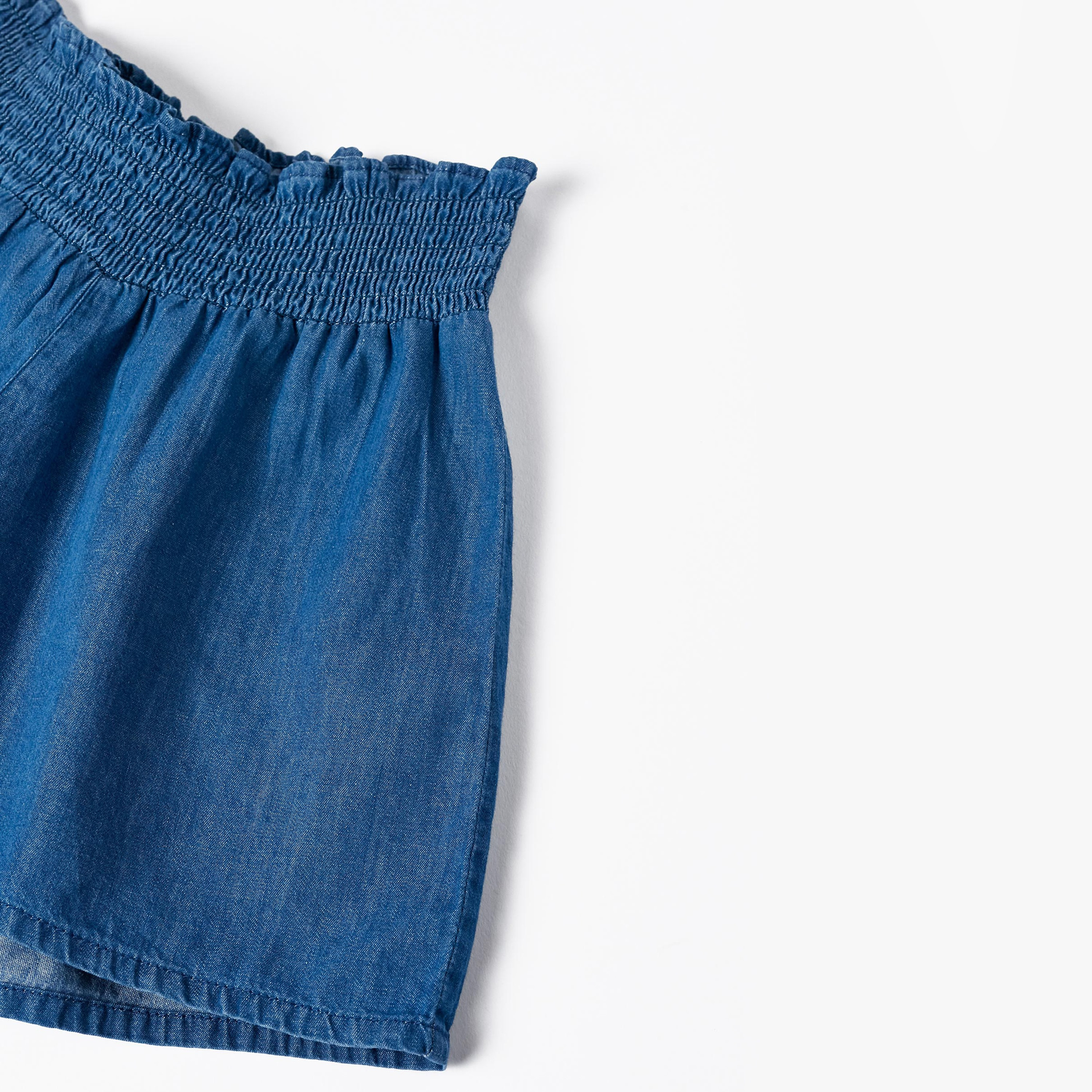 Zippy Solid Elasticated Denim Shorts-girls-clothing-bottoms-shorts-image-3