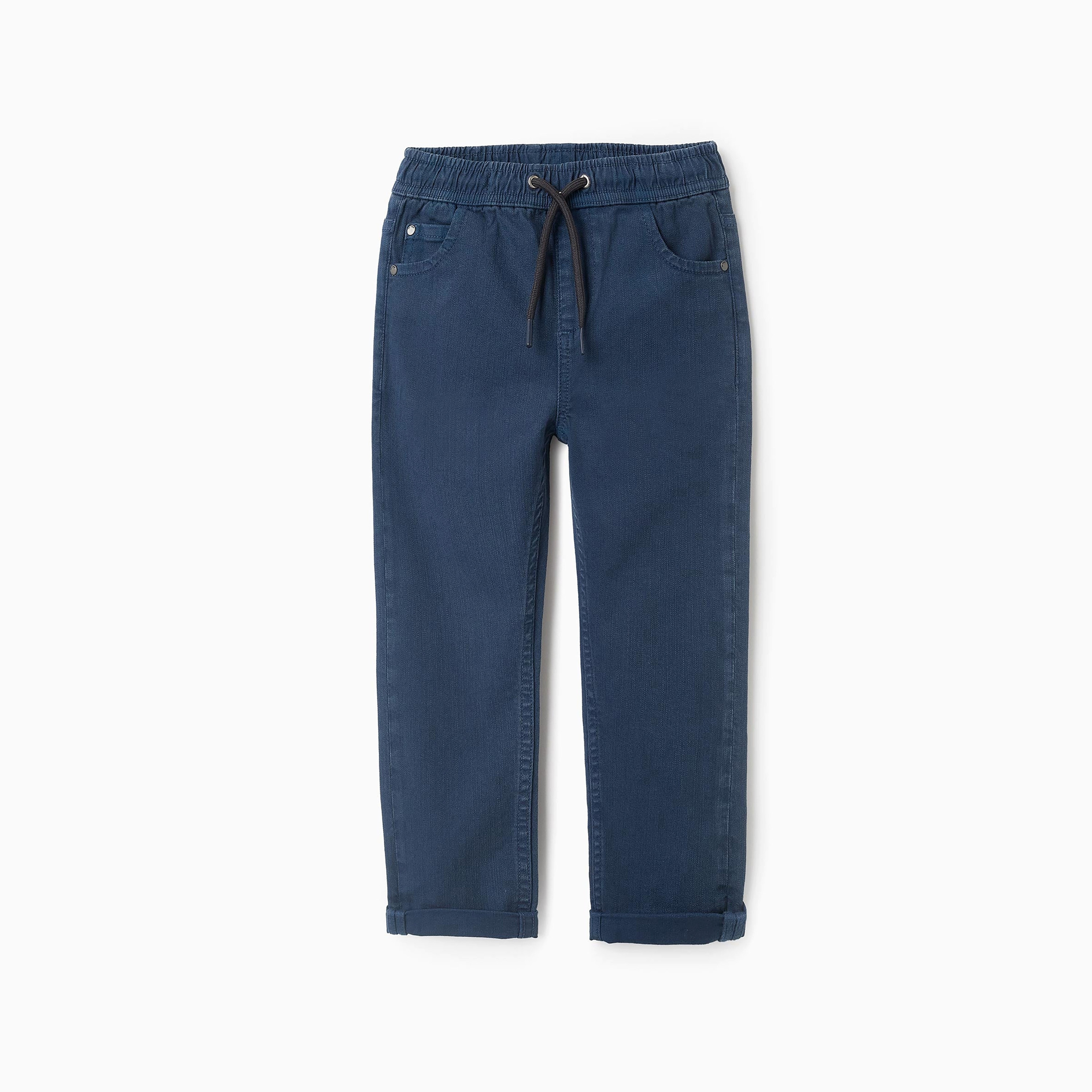 Zippy Solid Elasticated Slim Fit Pants-boys-clothing-bottoms-trousers-image-1