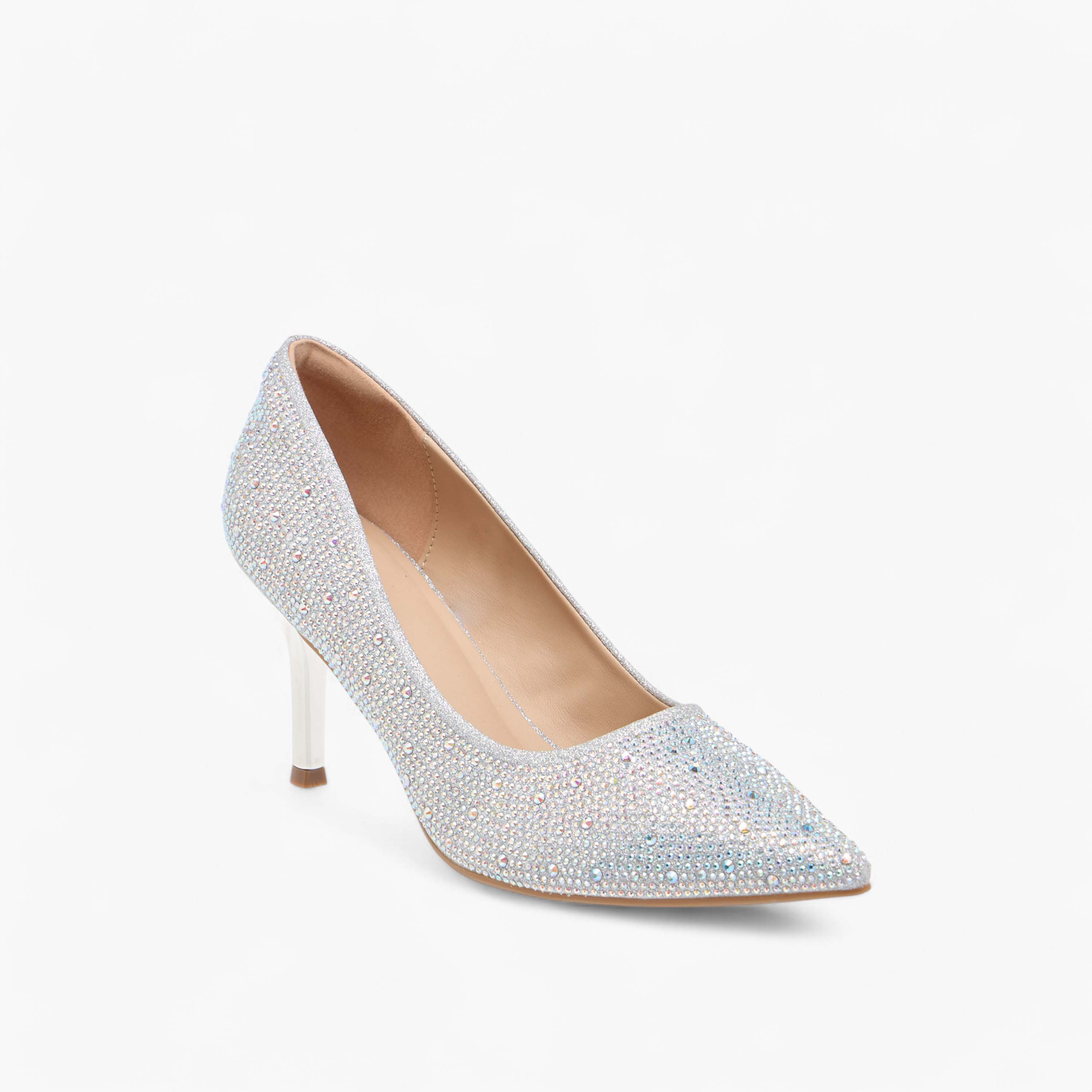 حذاء كلاسيكي بارز الملمس سهل الارتداء بمقدمة مدببة وكعب ستيليتو من فلورا بيلا-women-shoes-heels-image-2