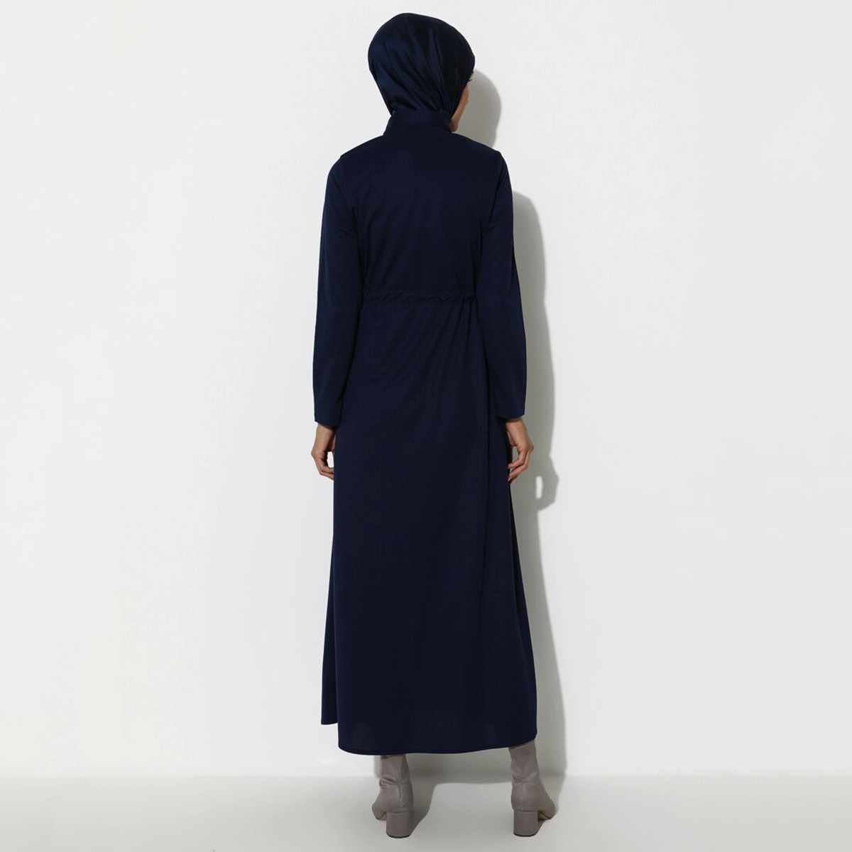 Women Solid Front Zipper Drawstring Abaya Miss Cazibe By Modanisa-women-arabicclothing-abayas-image-4
