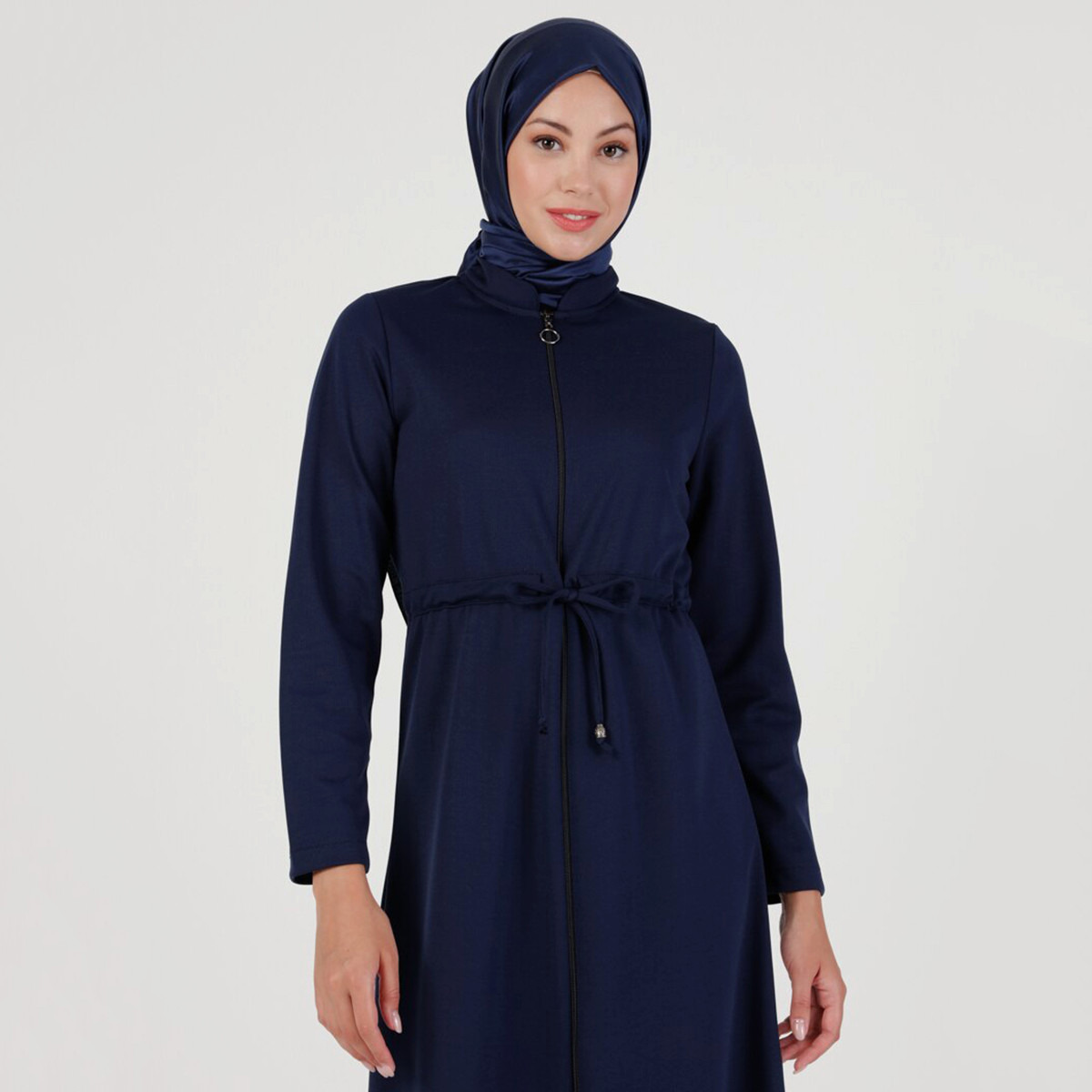 Women Solid Front Zipper Drawstring Abaya Miss Cazibe By Modanisa-women-arabicclothing-abayas-image-6