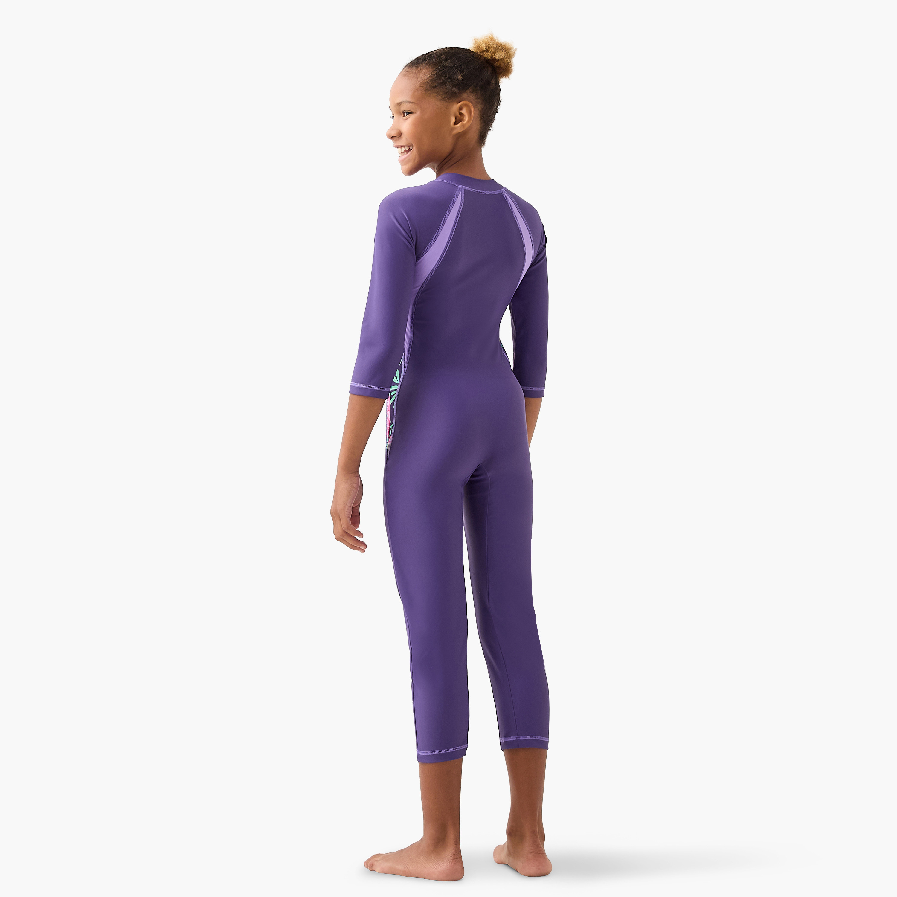 COEGA Girls Slim-Kini 3/4, Purple Blue Tropical-sports-girls-clothing-swimwear-image-4