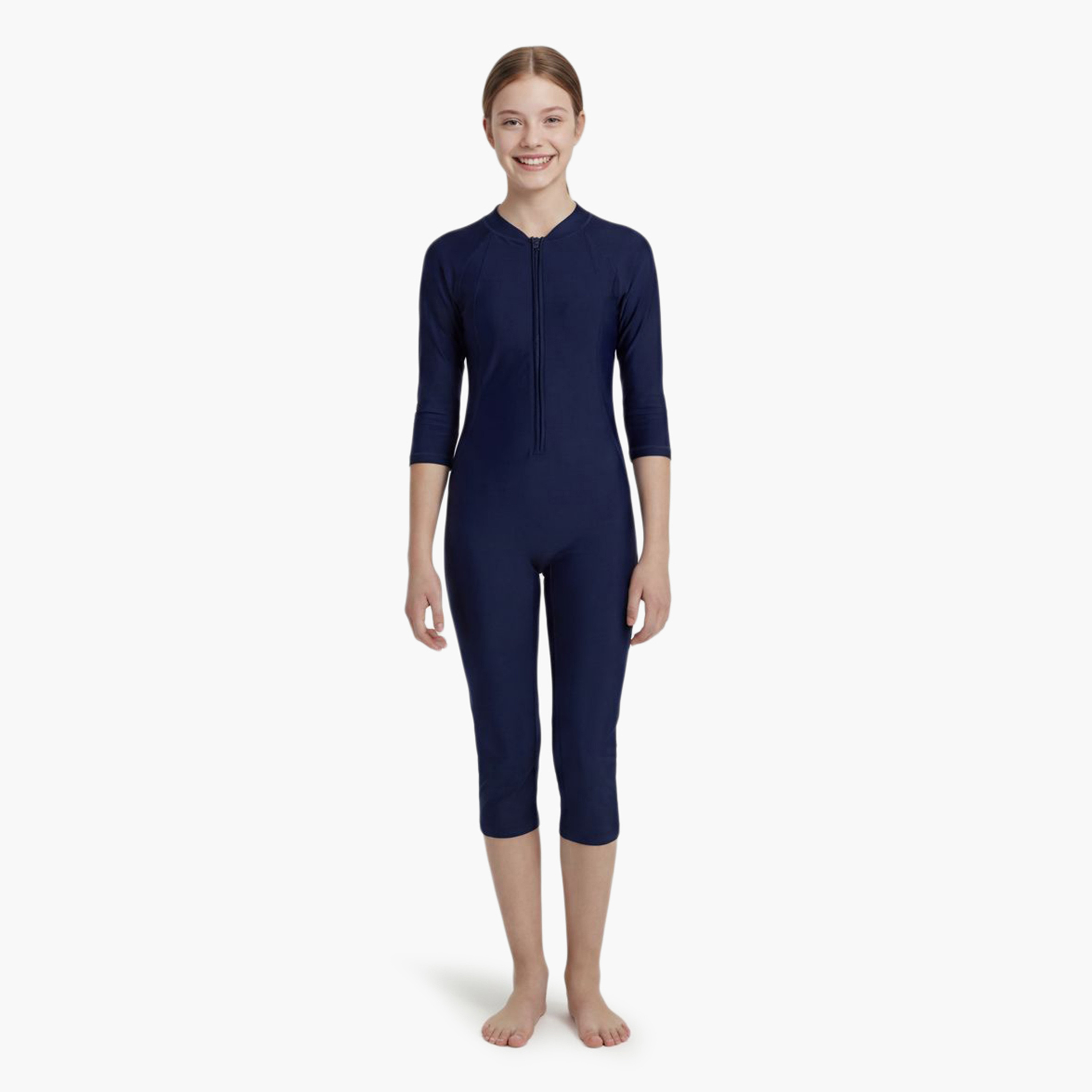 سويغا جيرلز سليم-كيني 3/4 – سوليد نيفي-girls-clothing-sportswear-swimwear-image-2