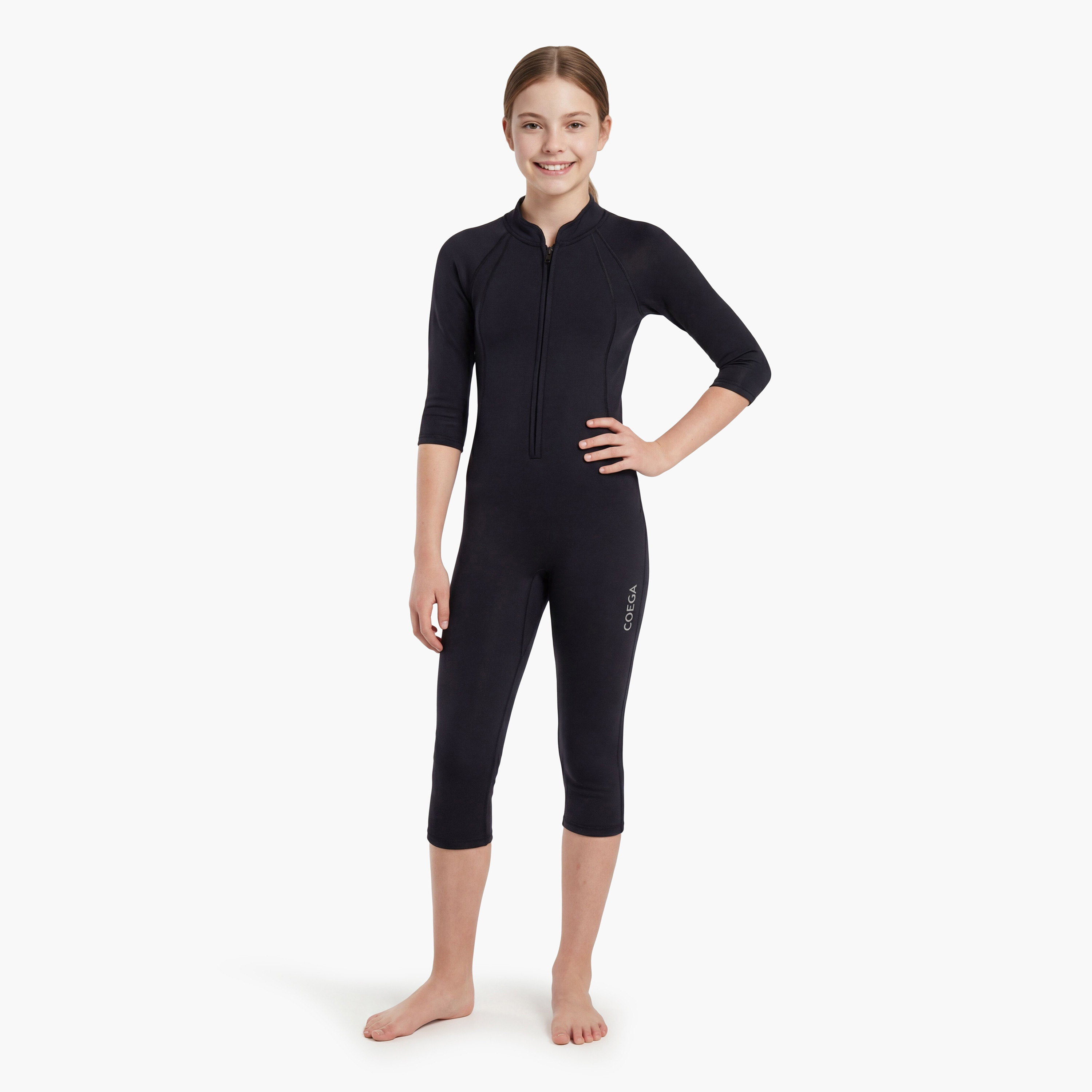 Coega Girls Slim-Kini 3/4 – Solid Black-girls-clothing-sportswear-swimwear-image-1
