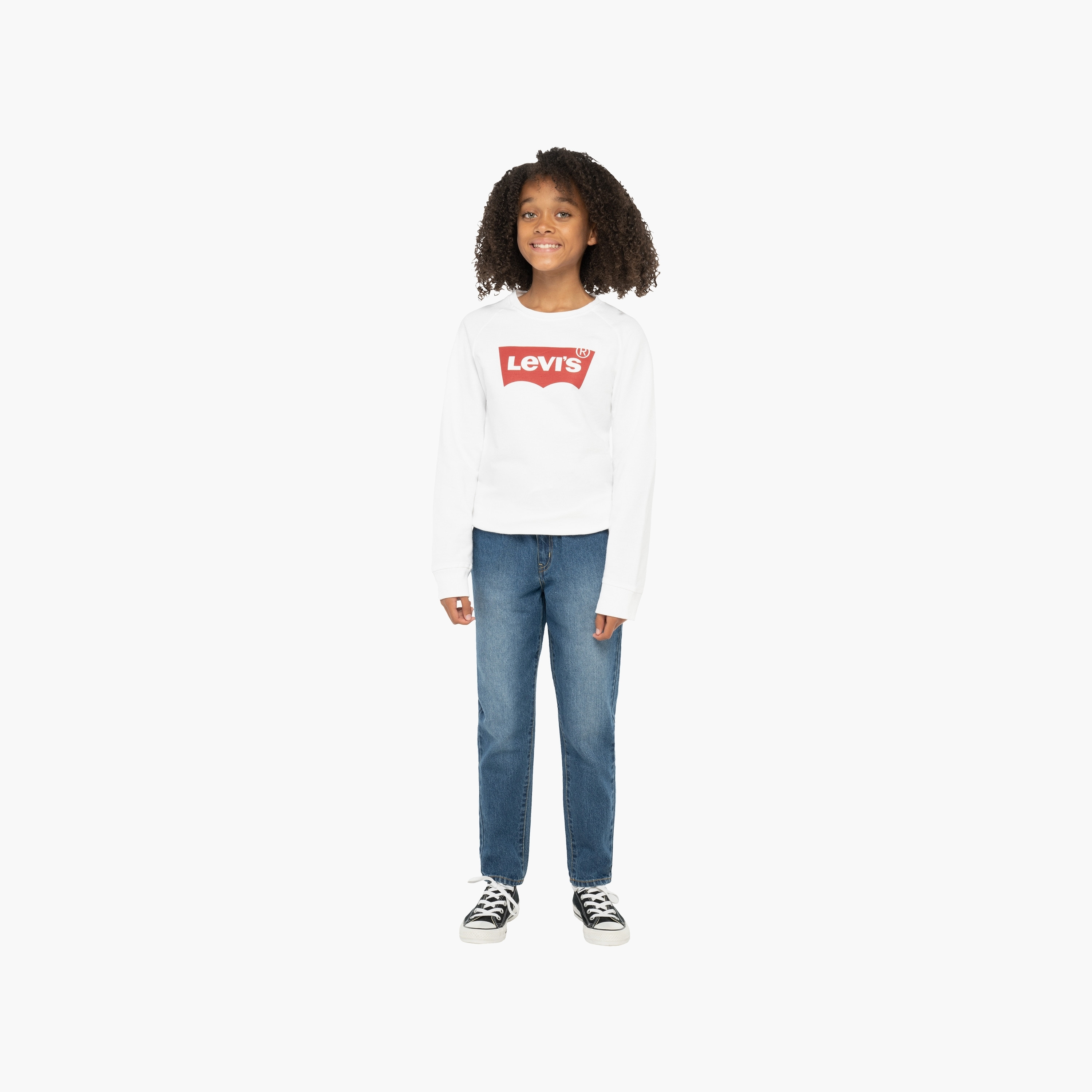 Levi's Logo Printed Crew Neck Sweatshirt-cpkids-clothing-girls-tops-tshirts-image-1