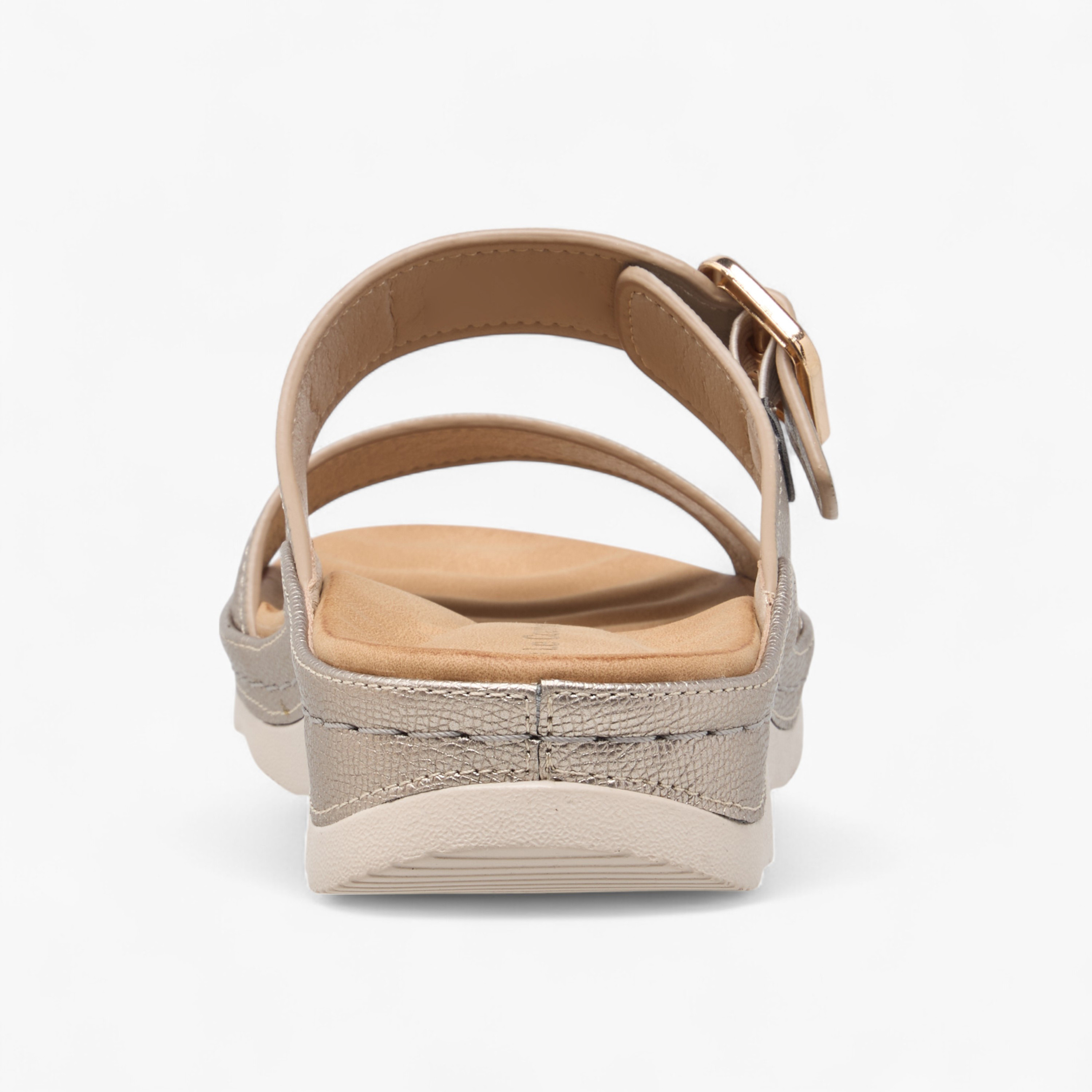Le Confort Textured Slip-On Comfort Sandals with Buckle Accent-women-shoes-sandals-heeled-image-5