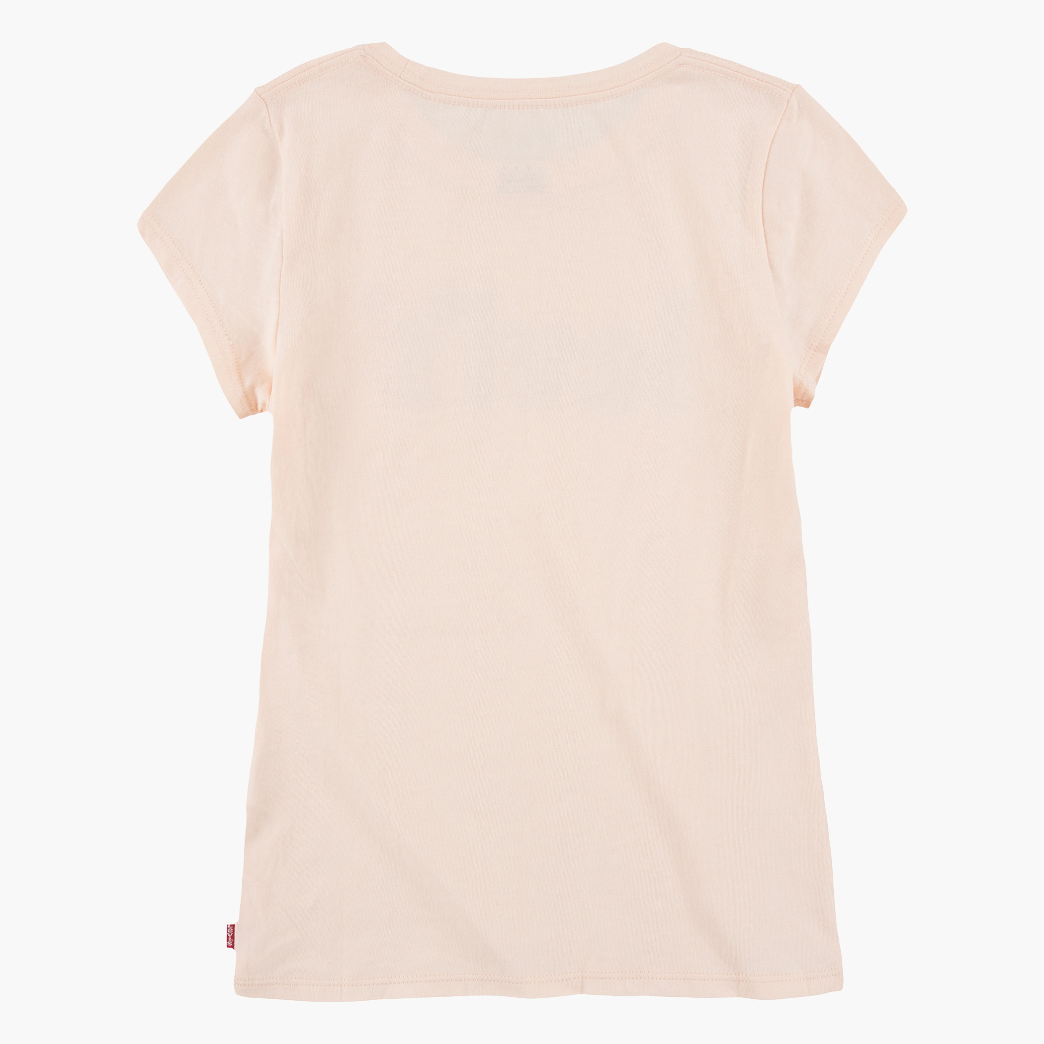 قميص ليوس للبنات الصغار بلون وردي بأكمام قصيرة وياقة دائرية وشعار-girls-clothing-blousesandshirts-image-2